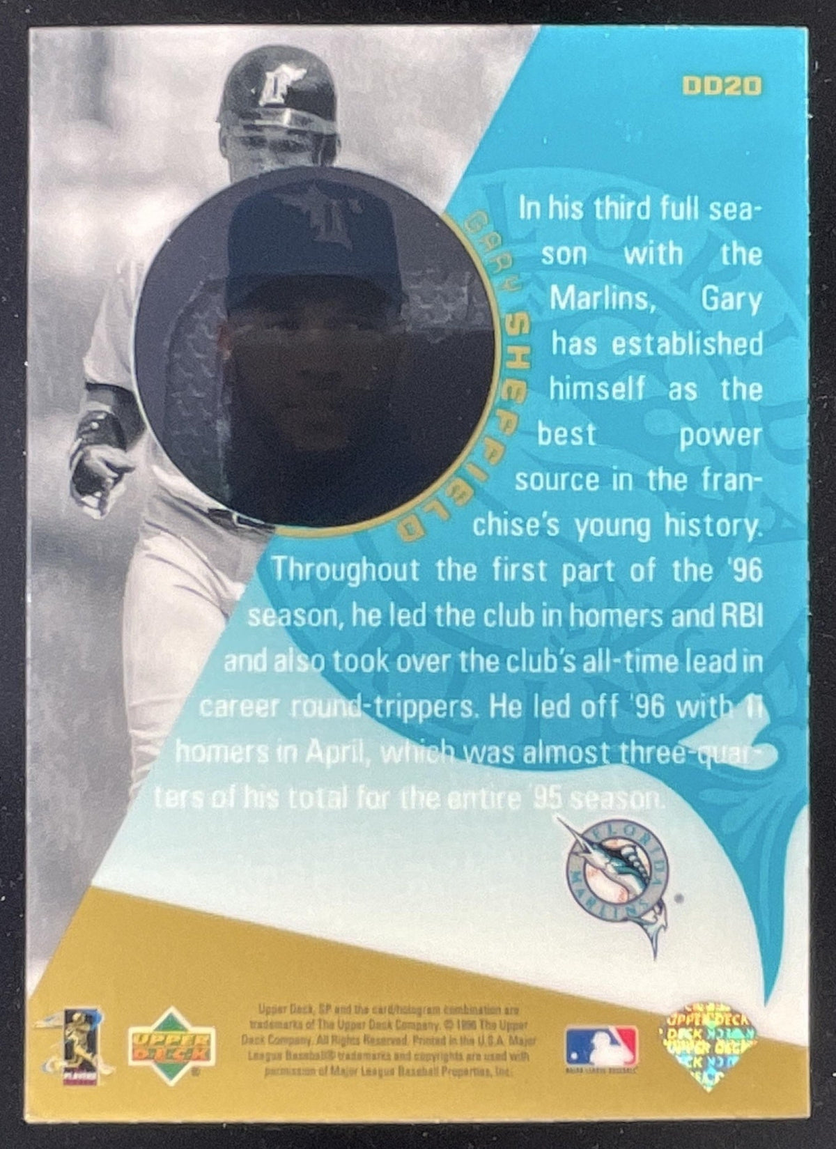 1996 Upper Deck Diamond Destiny Gold #DD20 Gary Sheffield product image 2, provided for visual reference and product detail
