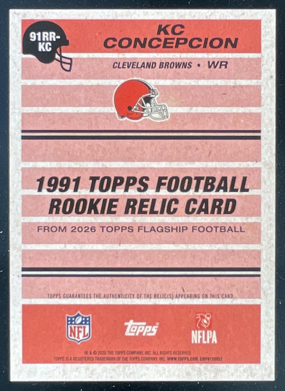 2026 Topps 1991 Topps Rookie Relic #91RR-KC KC Concepcion RC product image 2, provided for visual reference and product