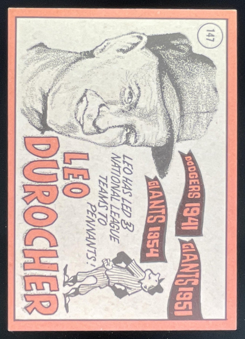 1969 Topps #147 Leo Durocher product image 2, provided for visual reference and product detail review