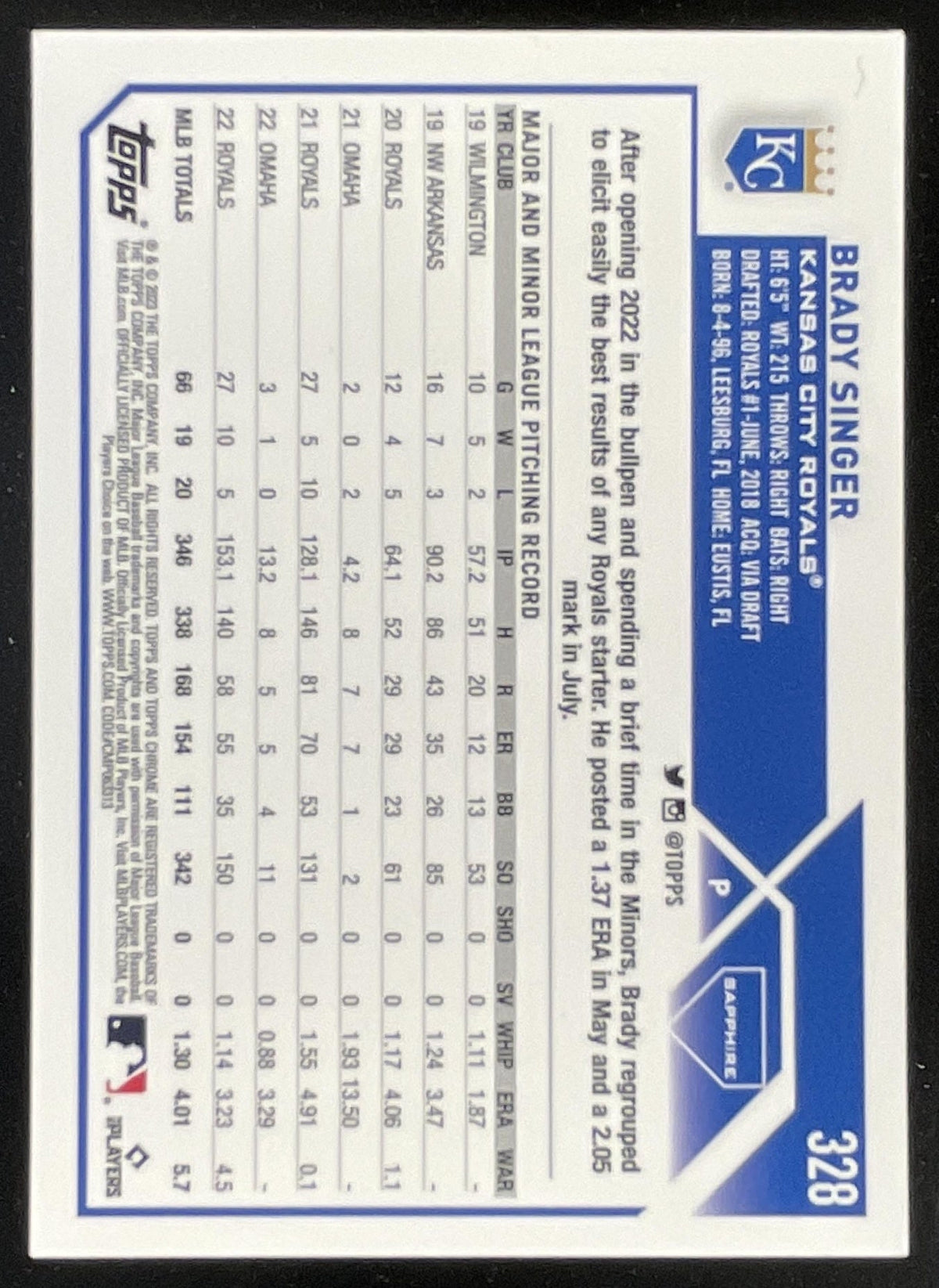 2023 Topps Chrome Sapphire Chrome Red Refractor #328 Brady Singer /5 product image 2, provided for visual reference and