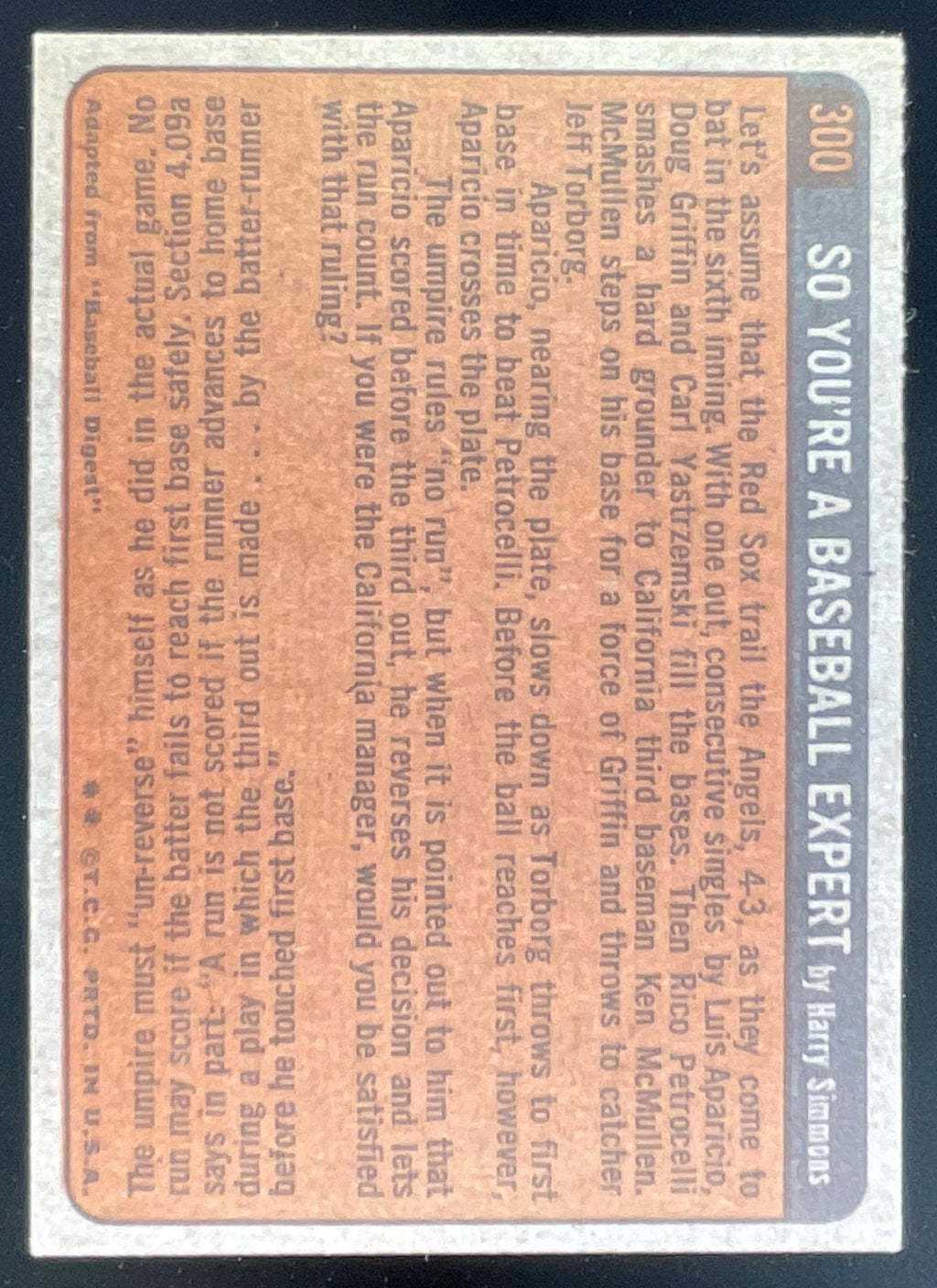 1972 Topps #300 Hank Aaron product image 2, provided for visual reference and product detail review