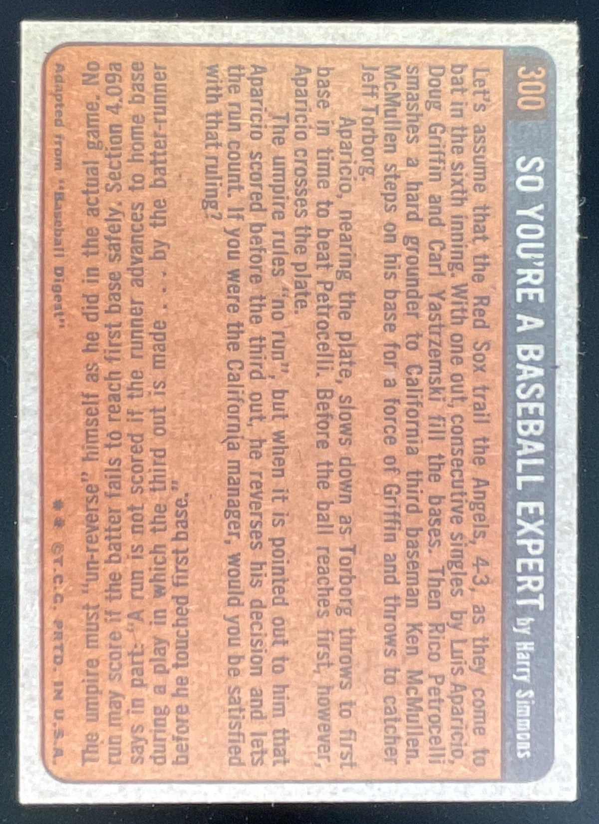 1972 Topps #300 Hank Aaron product image 2, provided for visual reference and product detail review