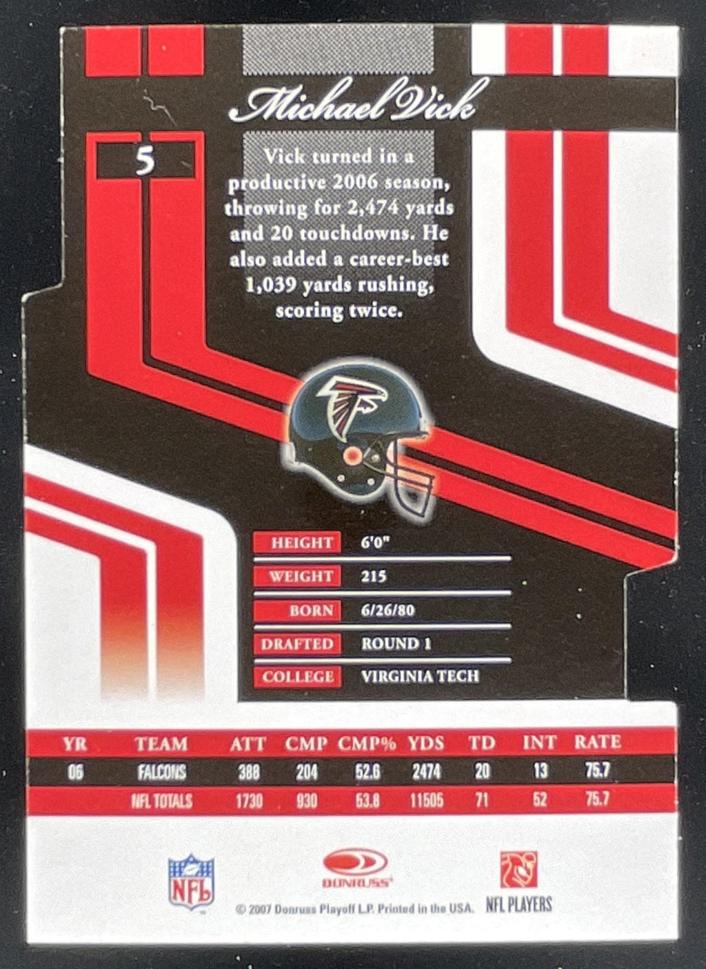 2007 Donruss Elite Aspirations #5 Michael Vick /93 product image 2, provided for visual reference and product detail review
