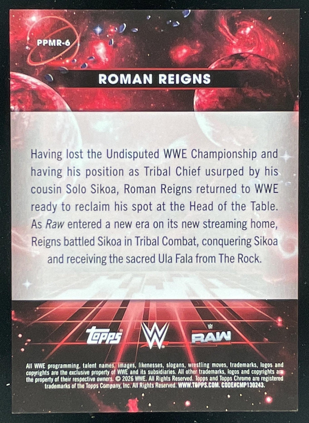 2026 Topps Cosmic Chrome WWE Planetary Pursuit - Mars #PPMR-6 Roman Reigns product image 2, provided for visual reference