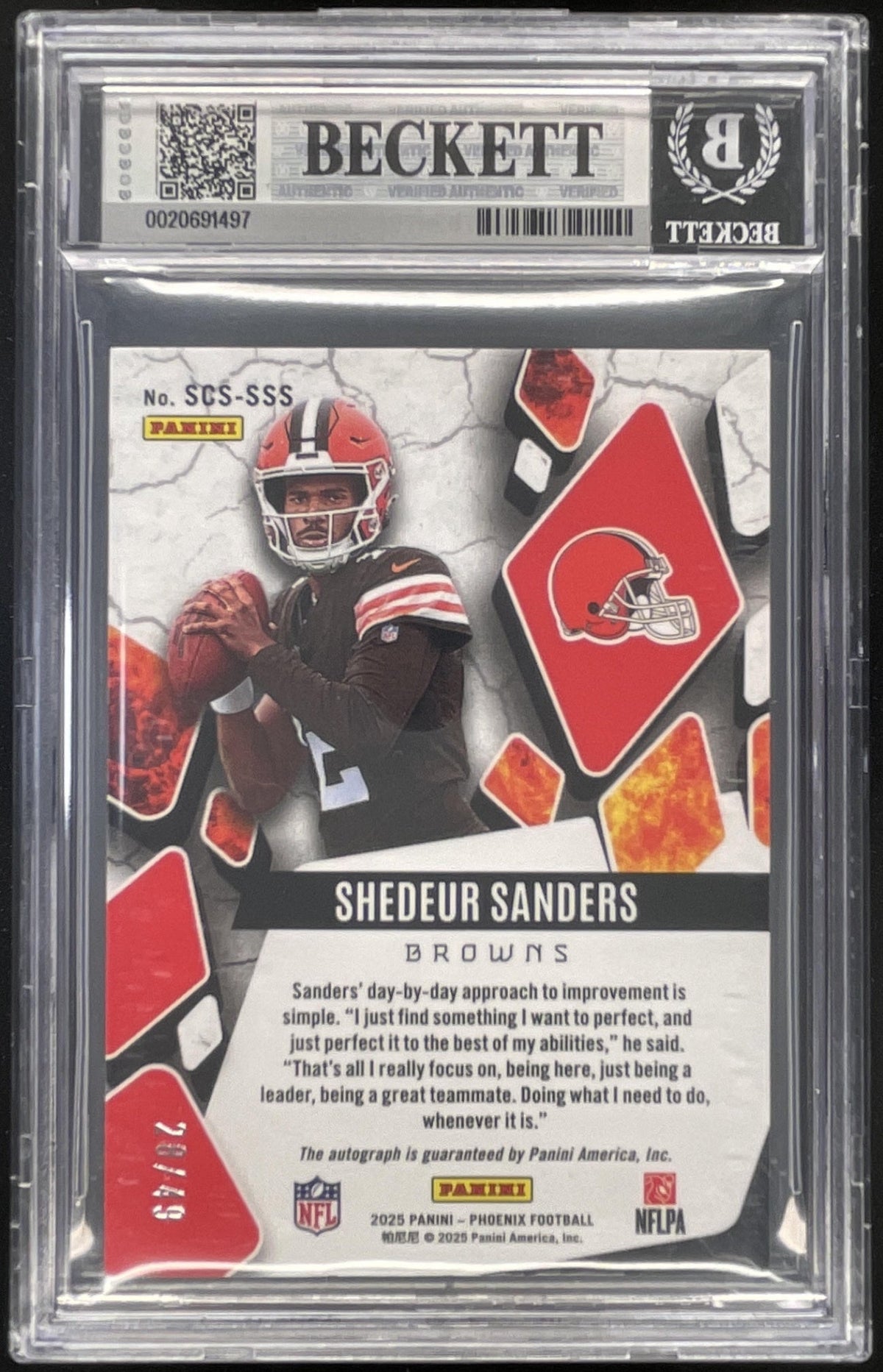 2025 Phoenix Scorched Signatures #SCS-SSS Shedeur Sanders RC Auto /49 BGS 8 product image 2, provided for visual reference