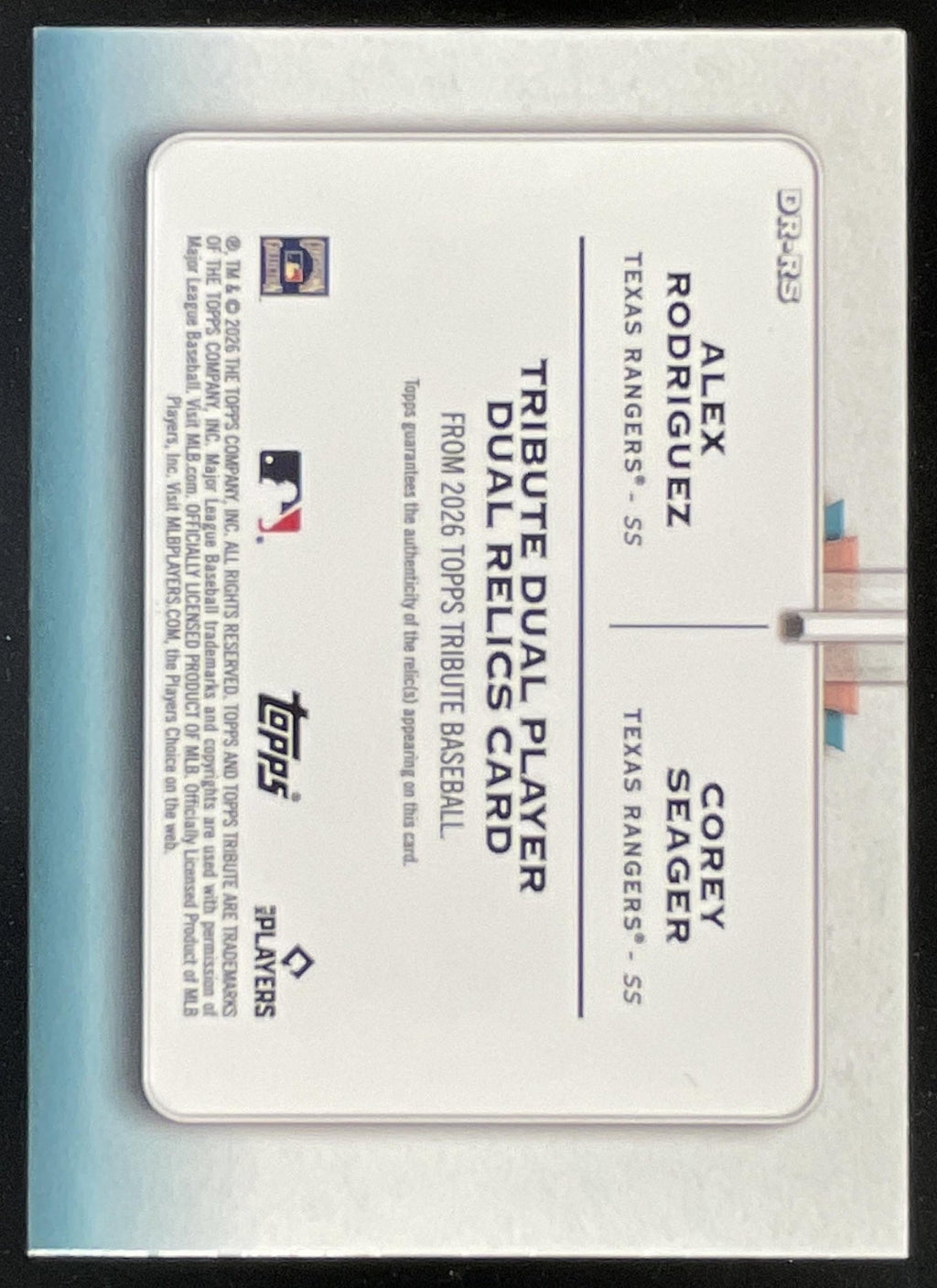 2026 Topps Tribute Dual Relics Gold #DR-RS Corey Seager Alex Rodriguez /50 product image 2, provided for visual reference