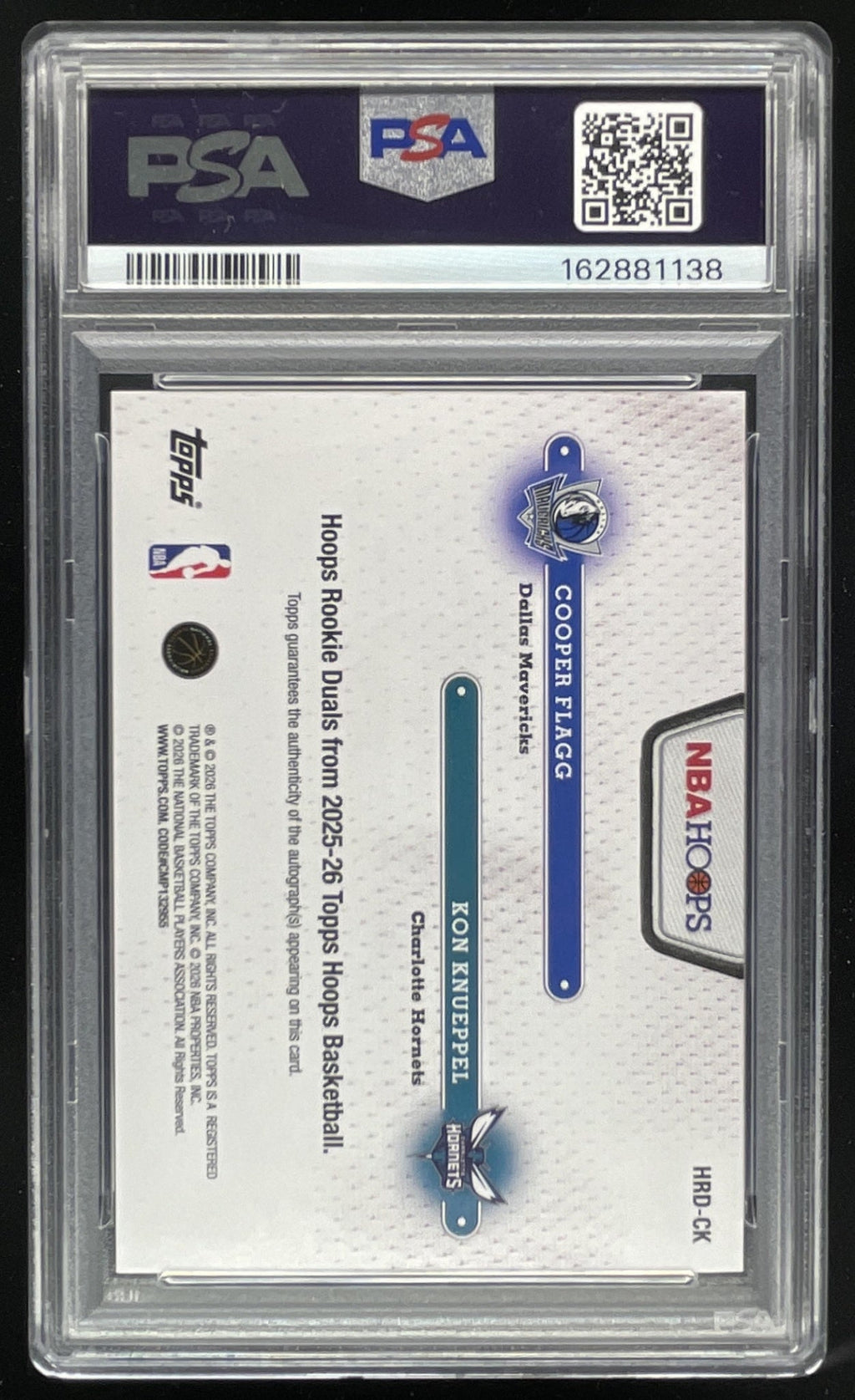 2025 Topps Hoops Rookie Dual Autograph #HRD-CK Kon Knueppel Cooper Flagg RC Auto product image 2, provided for visual