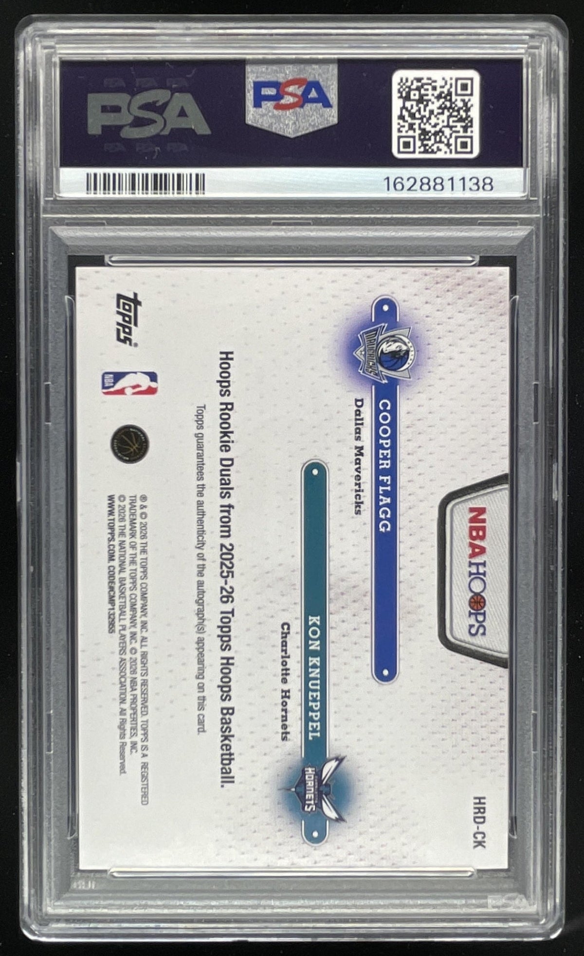 2025 Topps Hoops Rookie Dual Autograph #HRD-CK Kon Knueppel Cooper Flagg RC Auto product image 2, provided for visual
