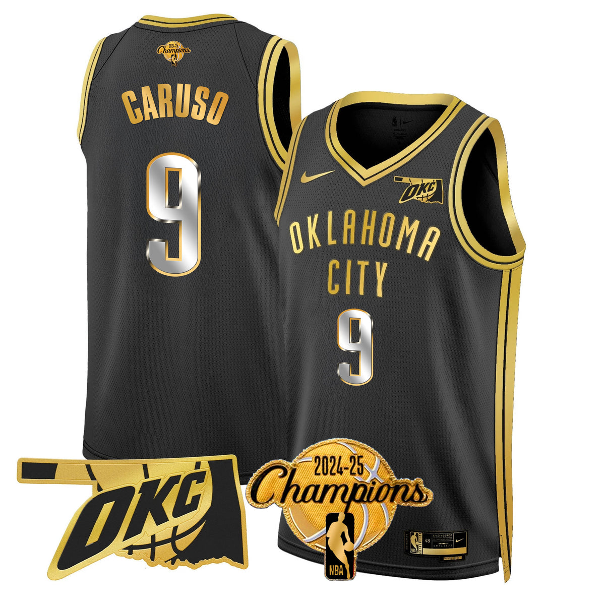 The Thunder 2024-25 Champions Black Gold Jersey - Stitched product image 12