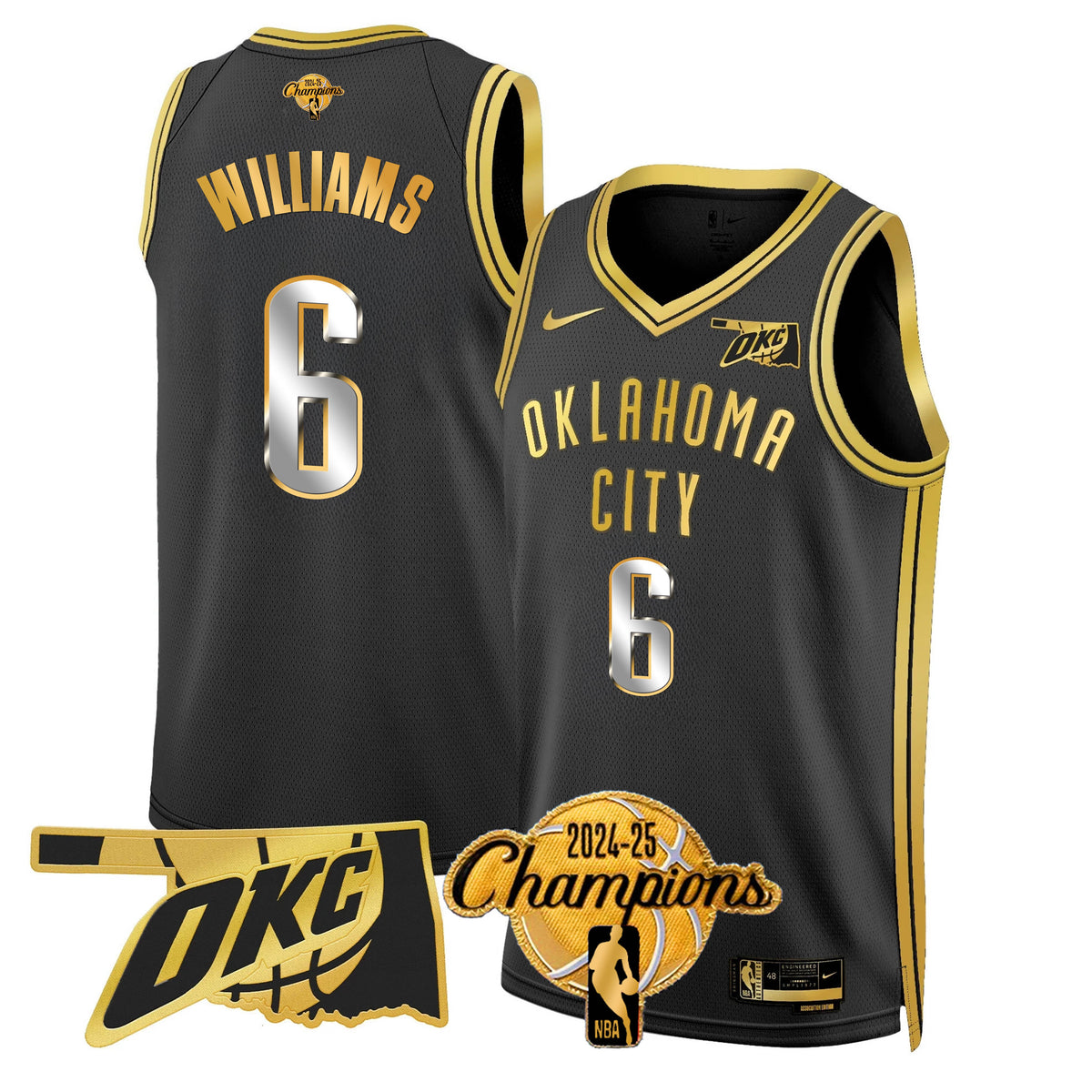 The Thunder 2024-25 Champions Black Gold Jersey - Stitched product image 10