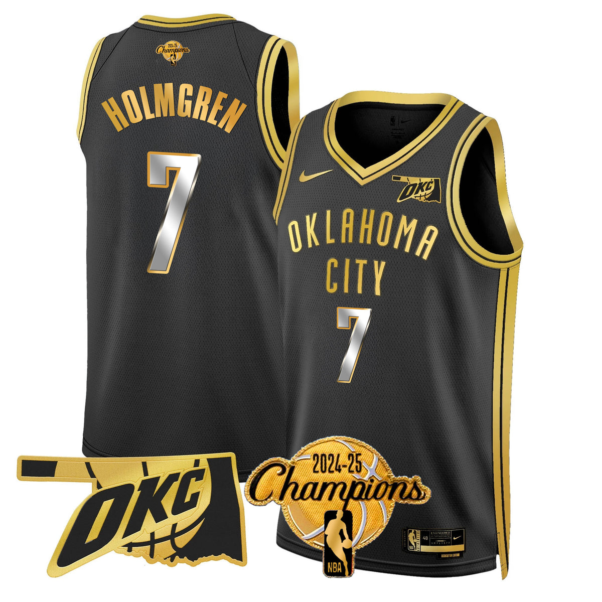 The Thunder 2024-25 Champions Black Gold Jersey - Stitched product image 4