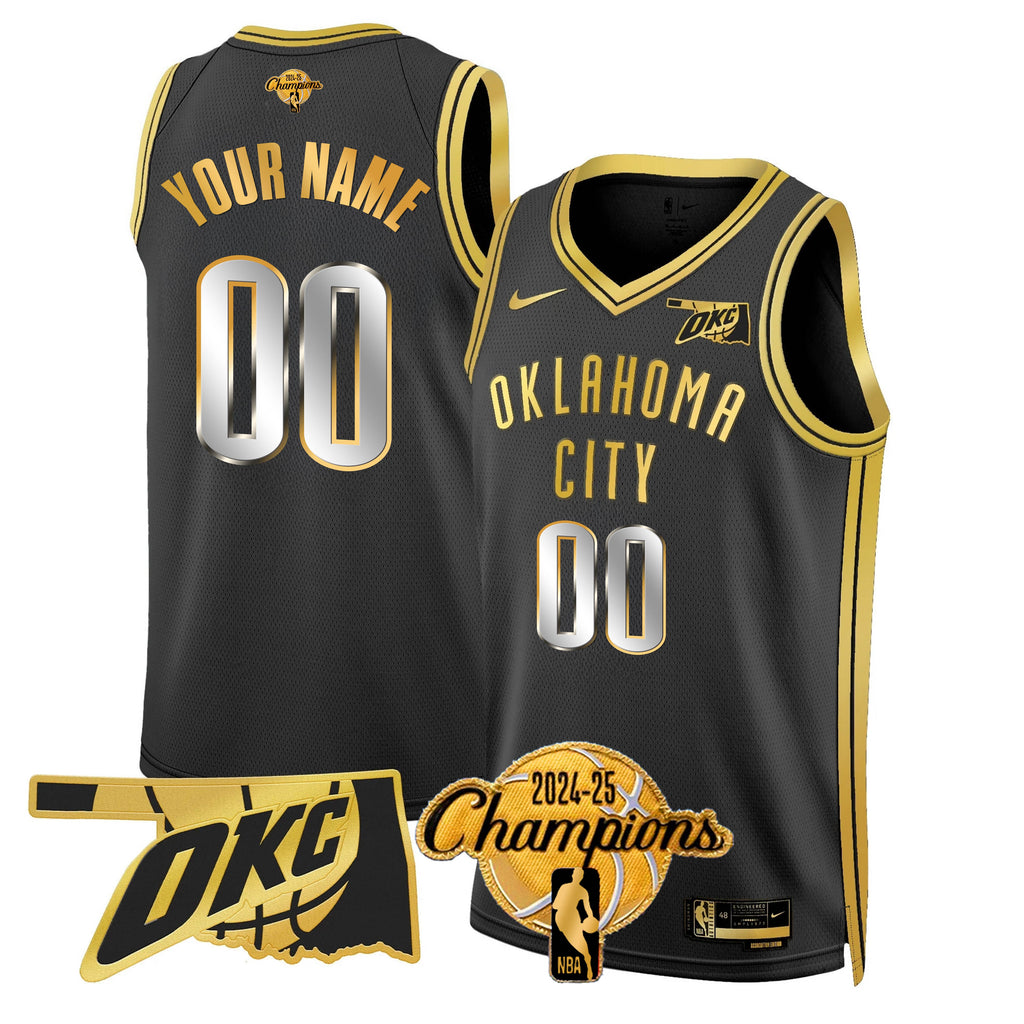 The Thunder 2024-25 Champions Black Gold Jersey - Stitched product image 21