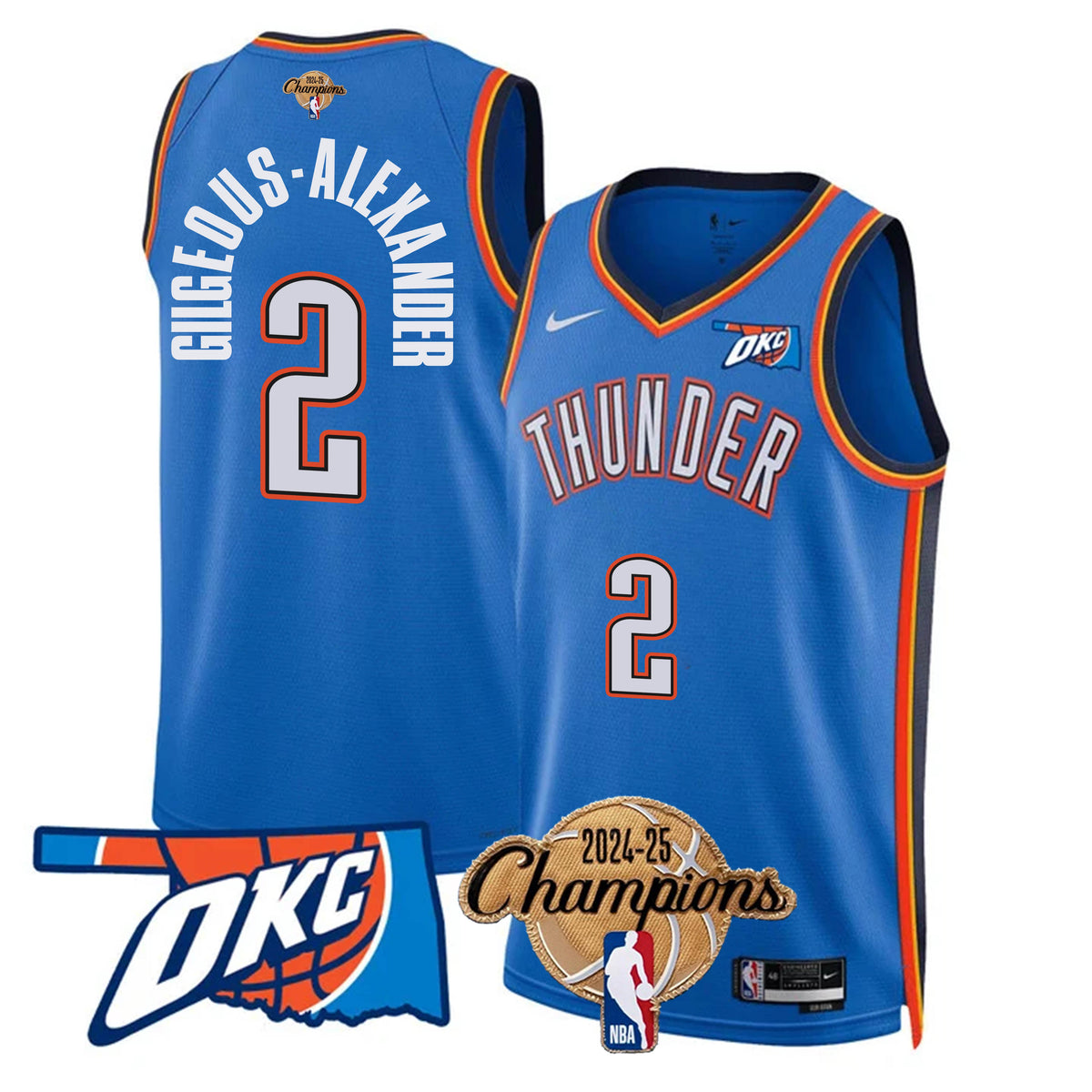 The Thunder 2024-25 Champions Black Gold Jersey - Stitched product image 27