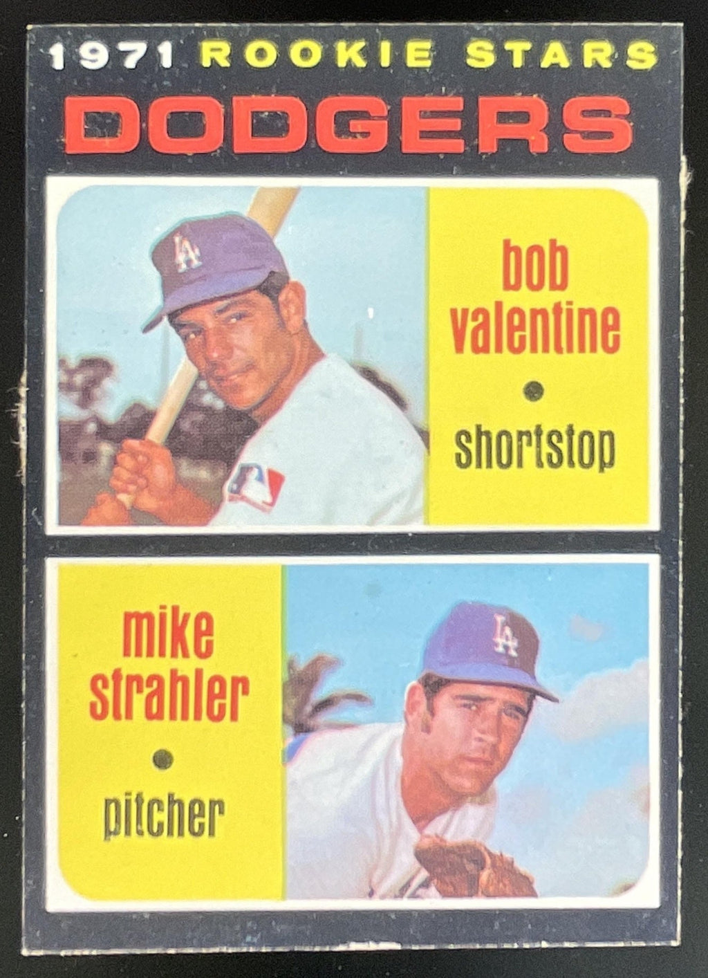 1971 Topps #188 Dodgers 1971 Rookie Stars Bob Valentine Mike Strahler RC product image 1, provided for visual reference and