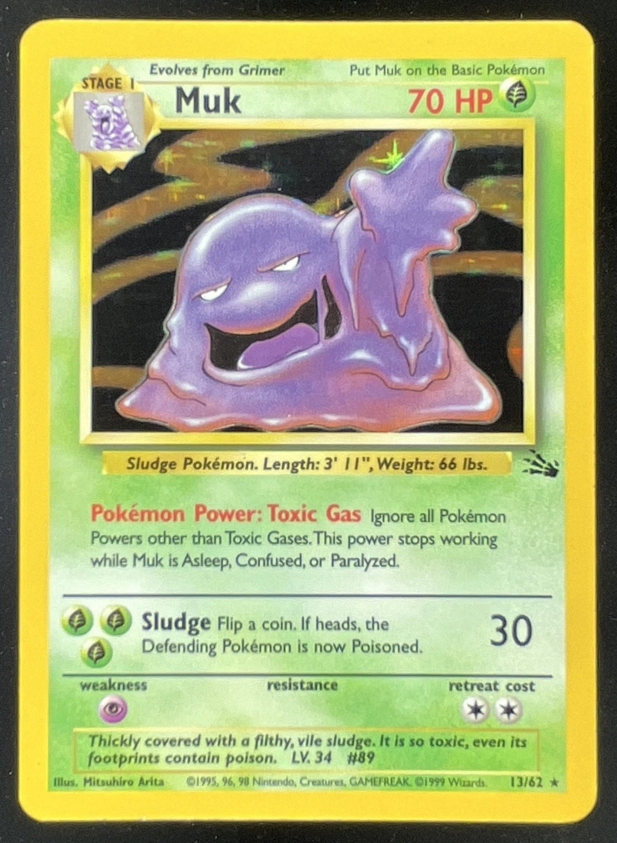 1999 Pokemon Fossil 1st Edition #13/62 Muk product image 1, provided for visual reference and product detail review
