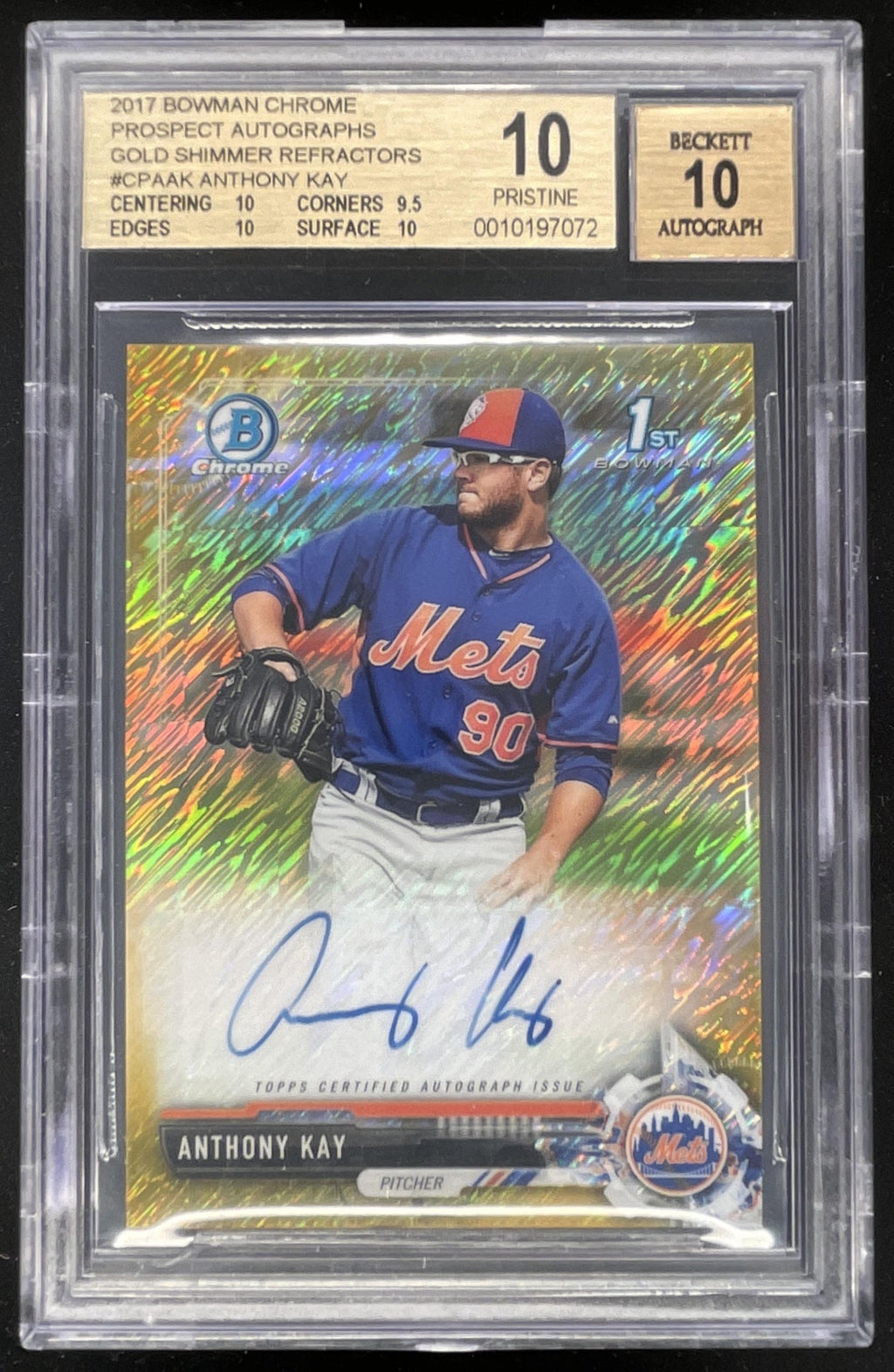 2017 Bowman Chrome Prospect #CPA-AK Anthony Kay RC Auto BGS 10 product image 1, provided for visual reference and product