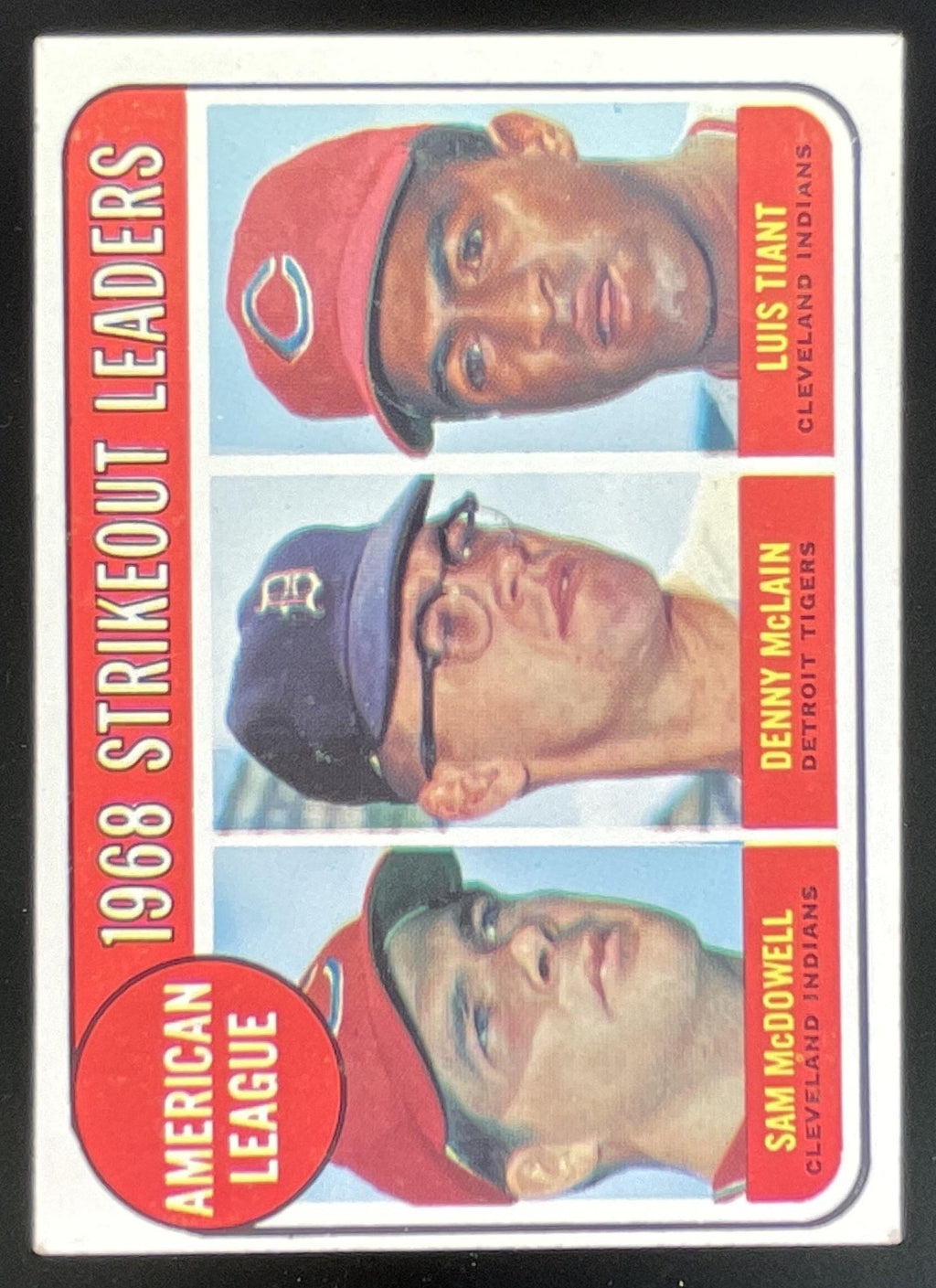 1969 Topps #11 1968 Strikeout Leaders Sam McDowell Denny McLain Luis Tiant product image 1, provided for visual reference