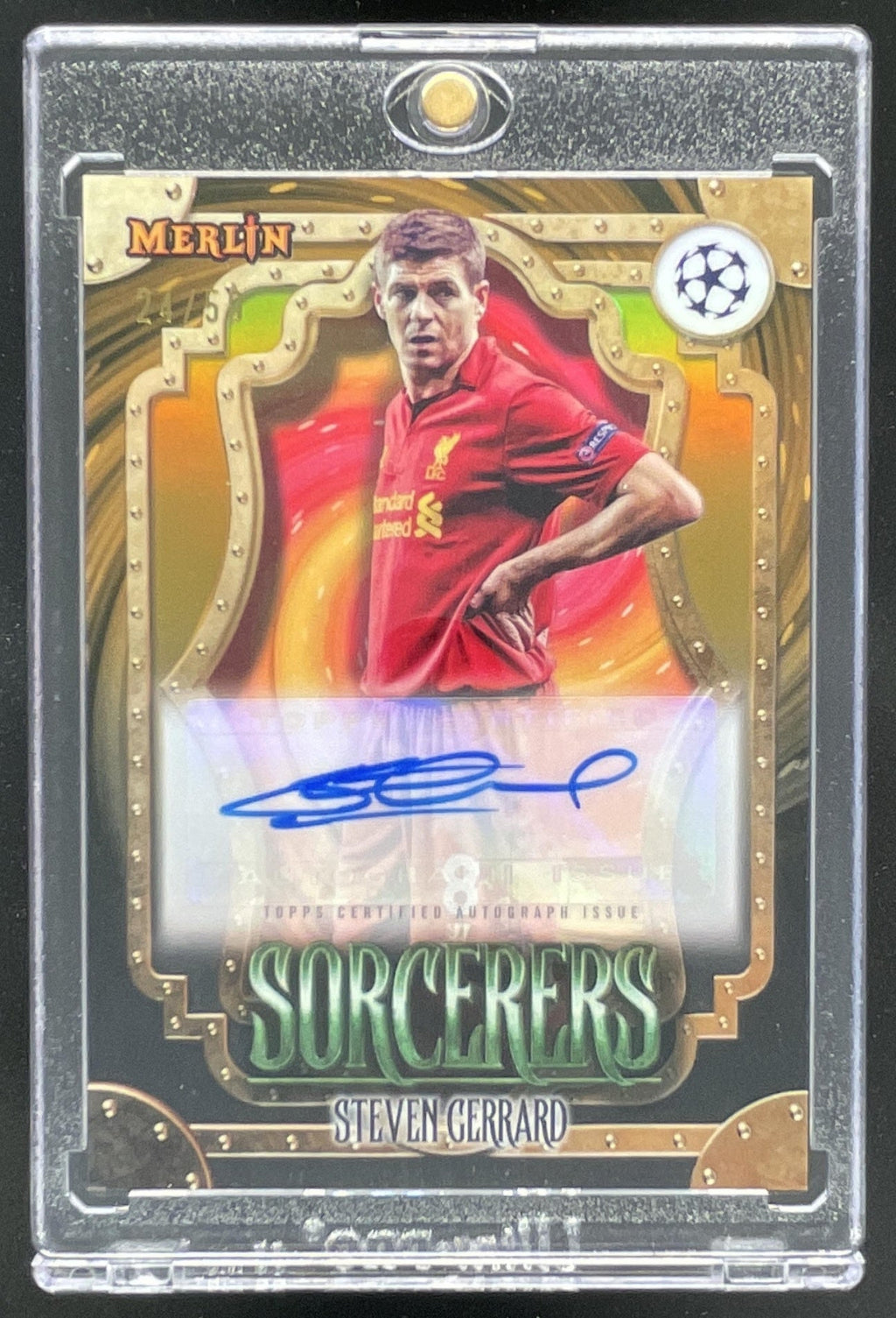 2023-24 Topps Chrome Merlin Sorcerers Gold Refractor #GE Steven Gerrard Auto /50 product image 1, provided for visual