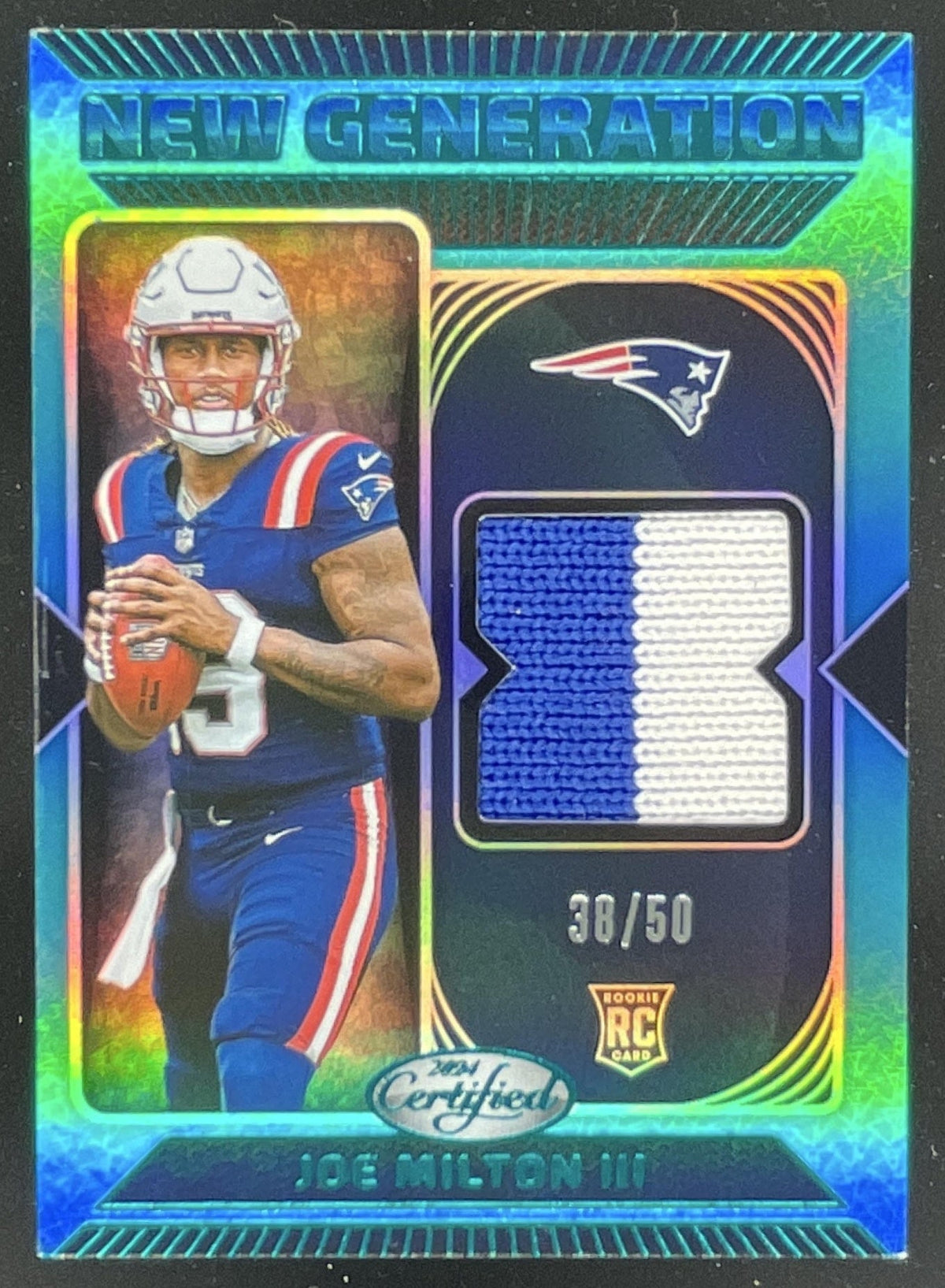 2024 Panini Certified New Generation Jerseys Mirror Teal Joe Milton III /50 product image 1, provided for visual reference