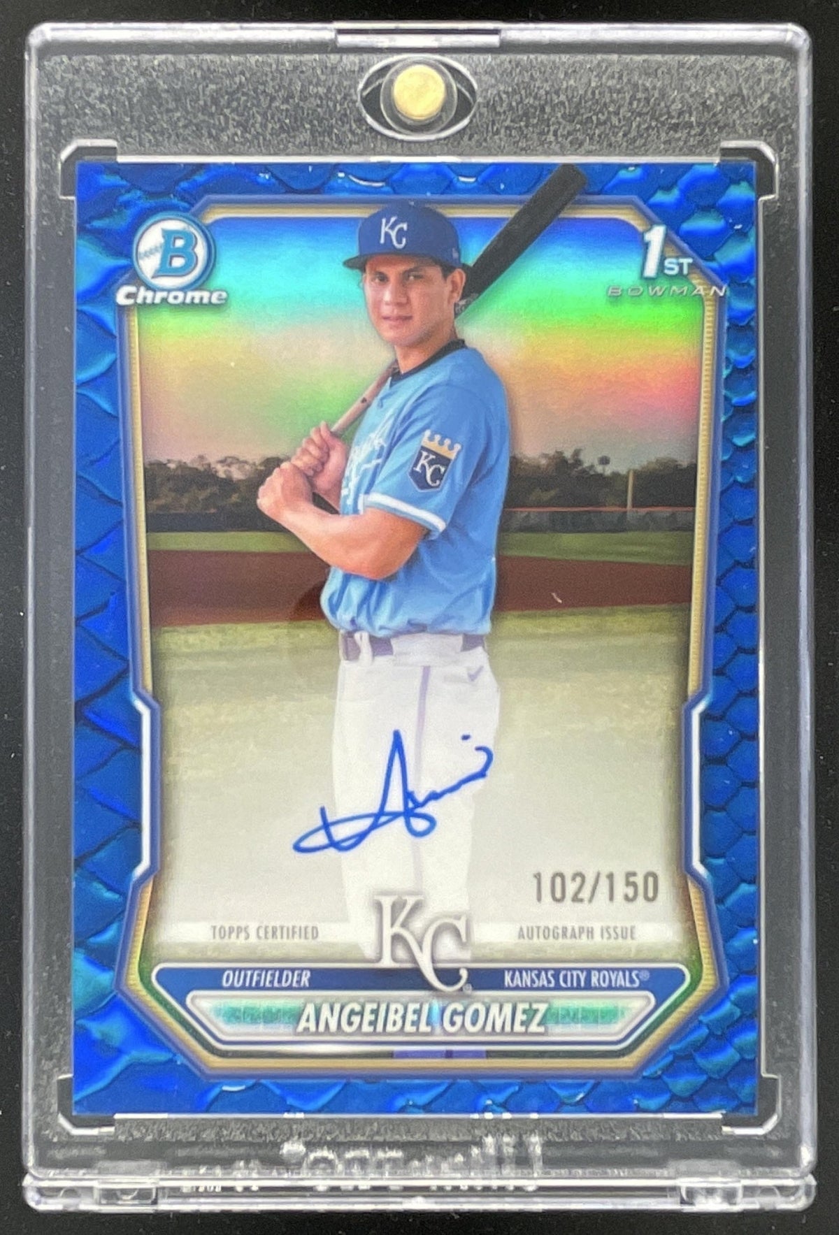 2026 Bowman Chrome Prospects Reptilian Blue #CPA-AG Angeibel Gomez RC Auto /150 product image 1, provided for visual