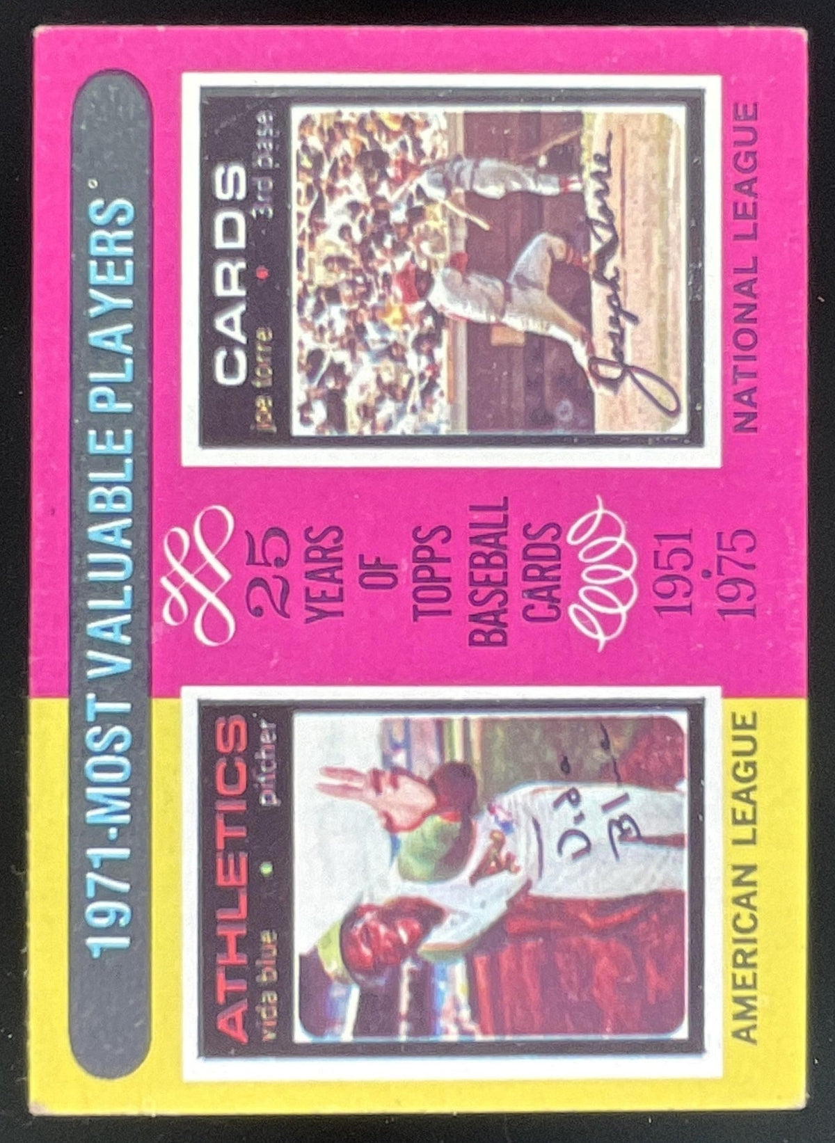 1975 Topps #209 1971s Vida Blue Joe Torre MVP product image 1, provided for visual reference and product detail review