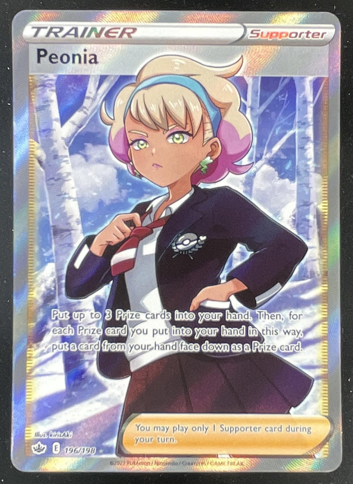 2021 Pokemon Sword & Shield Chilling Reign #196/198 Peonia Ultra Rare product image 1, provided for visual reference and
