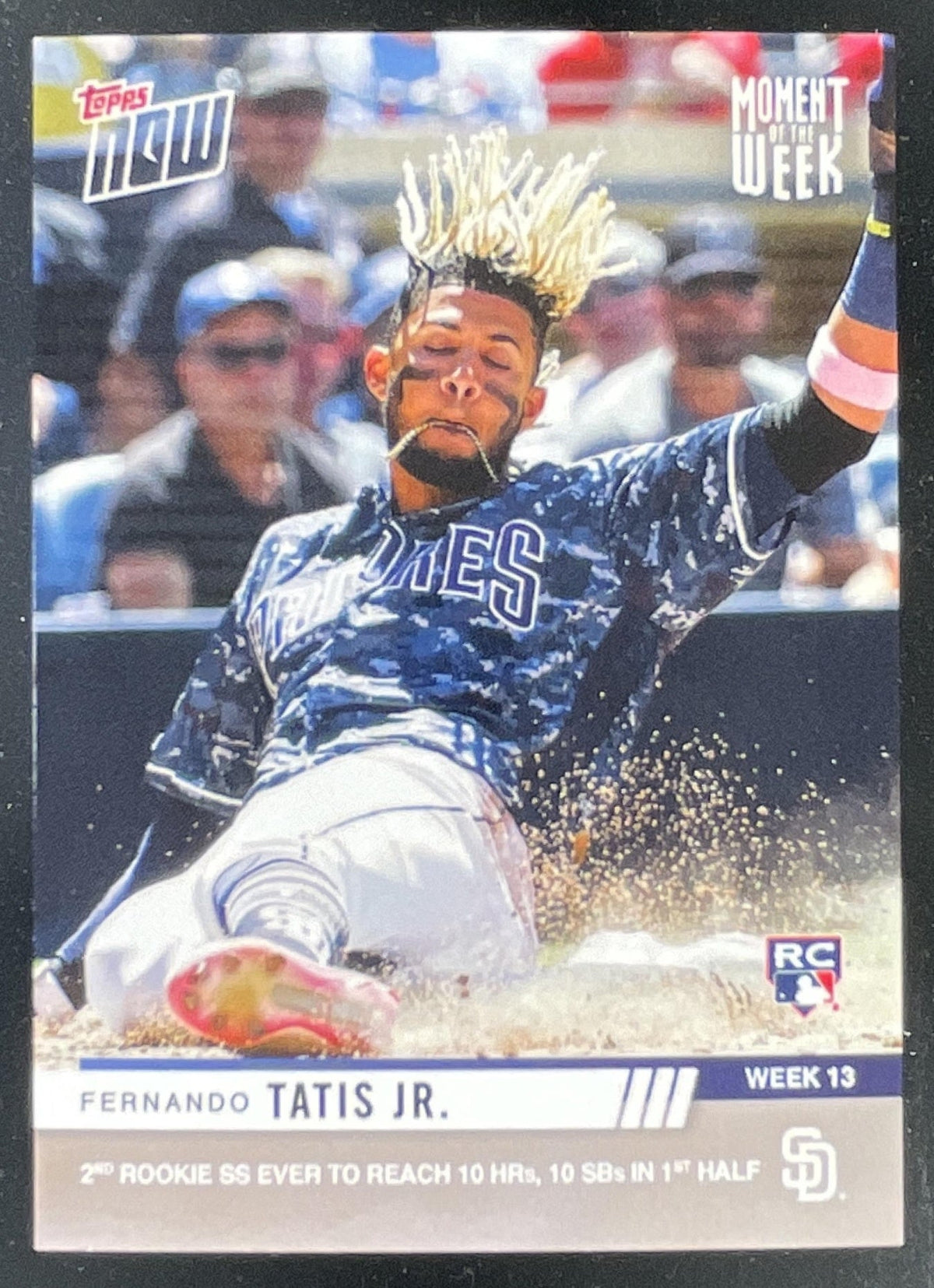 2019 Topps Now Moment of the Week #MOW-13 Fernando Tatis Jr. RC product image 1, provided for visual reference and product