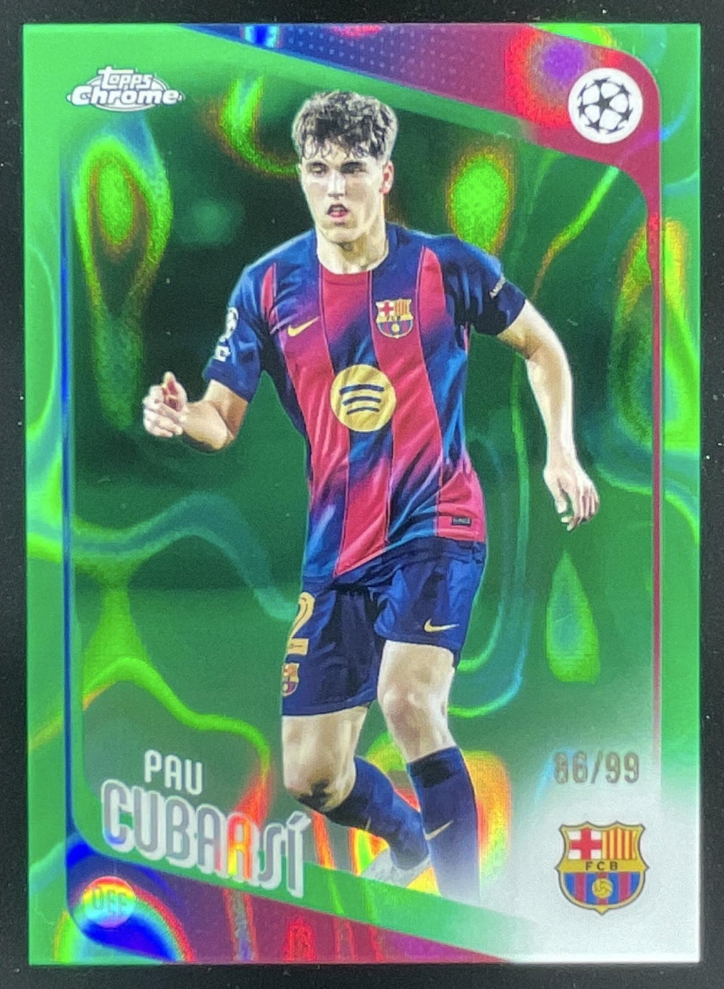 2025-26 Topps UEFA Club Competitions Green Lava #183 Pau Cubarsi /99 product image 1, provided for visual reference and