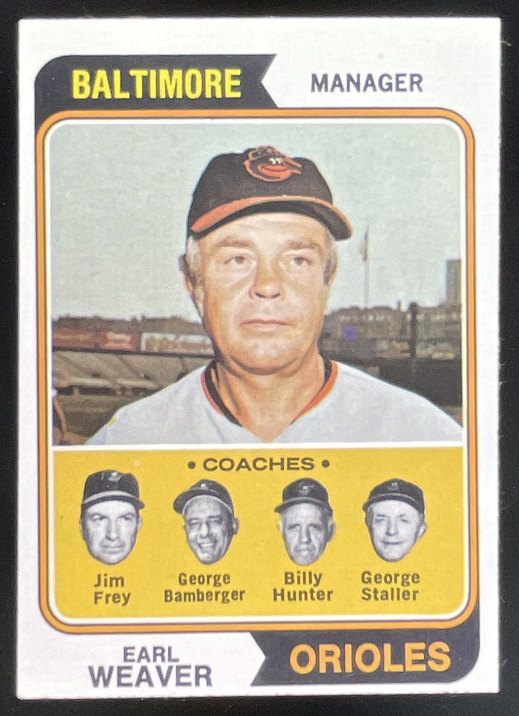 1974 Topps #306 Earl Weaver Frey George Bamberger Billy Hunter George Staller product image 1, provided for visual reference