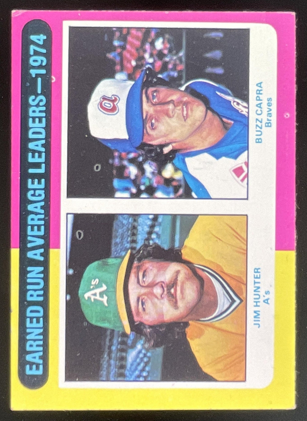 1975 Topps #311 1974 ERA Leaders Jim Hunter Buzz Capra League Leaders product image 1, provided for visual reference and