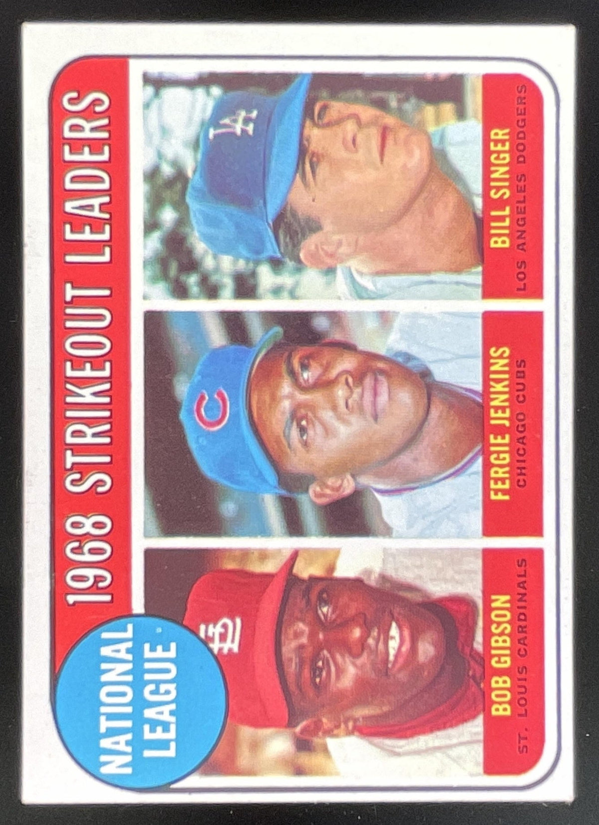 1969 Topps #12 1968 Strikeout Leaders Bob Gibson Fergie Jenkins Bill Singer product image 1, provided for visual reference