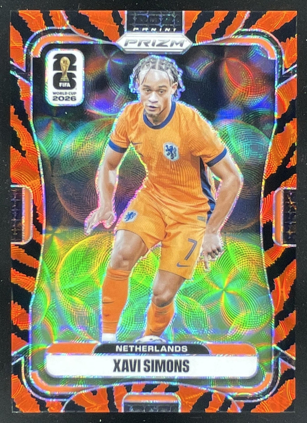 2026 Panini Prizm World Cup Choice Tiger Stripe Prizm #313 Xavi Simons product image 1, provided for visual reference and