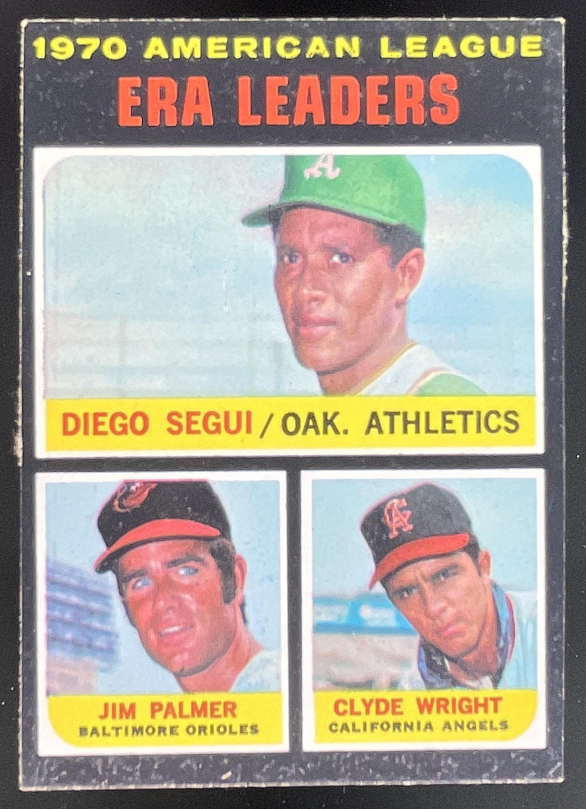 1971 Topps #67 American League ERA Leaders Diego Segui Jim Palmer Clyde Wright product image 1, provided for visual