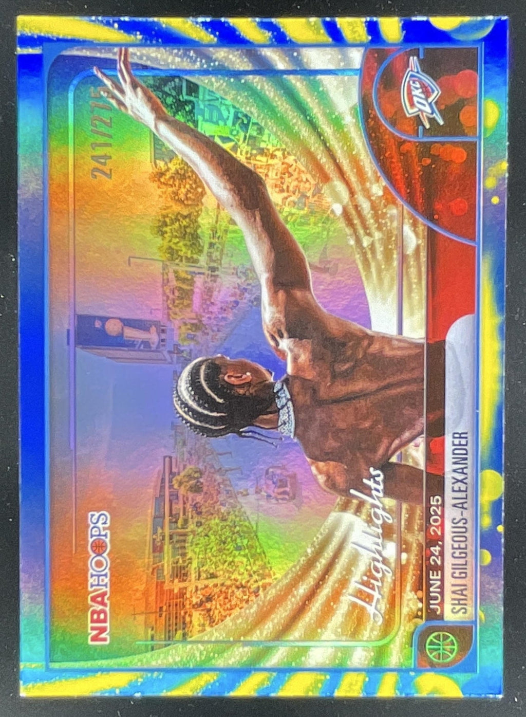 2025 Topps Hoops Rainbow Blue and Yellow Foil #268 Shai Gilgeous-Alexander /275 product image 1, provided for visual