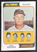1974 Topps #306 Earl Weaver Frey George Bamberger Billy Hunter George Staller product image 1, provided for visual reference