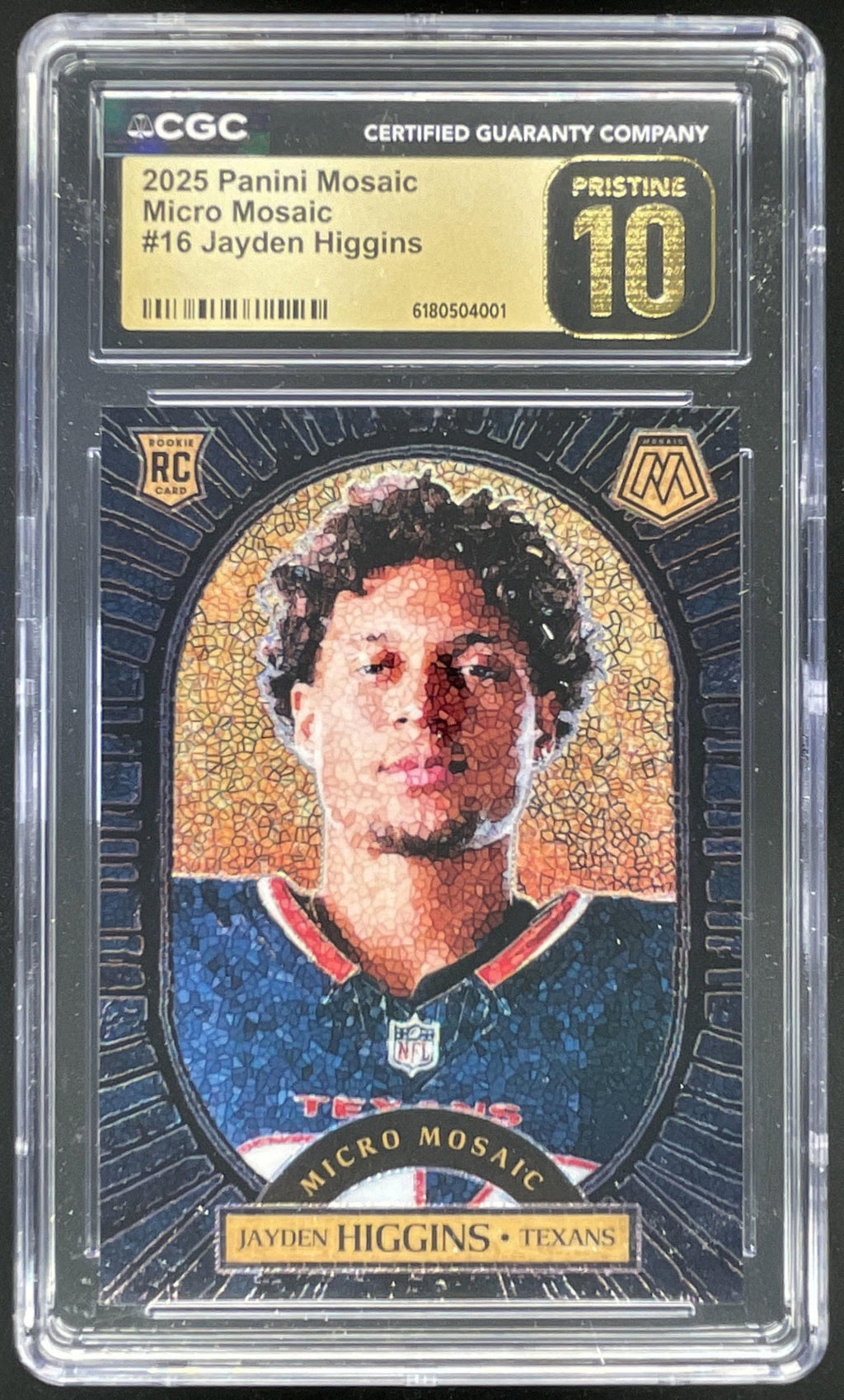 2025 Panini Mosaic Micro Mosaic #16 Jayden Higgins RC CGC 10 product image 1, provided for visual reference and product