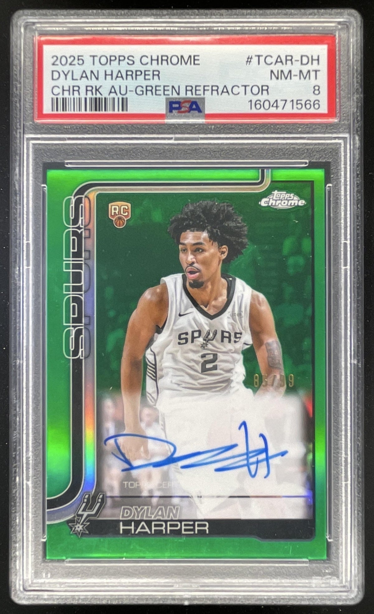 2025-26 Topps Chrome Rookie Green #TCAR-DH Dylan Harper RC Auto /99 PSA 8 product image 1, provided for visual reference and