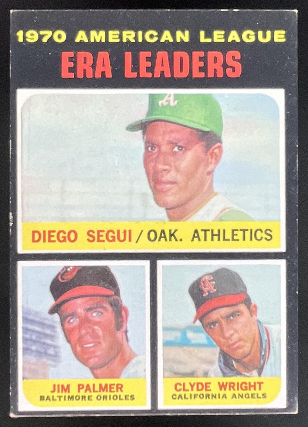 1971 Topps #67 American League ERA Leaders Diego Segui Jim Palmer Clyde Wright product image 1, provided for visual