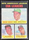 1971 Topps #67 American League ERA Leaders Diego Segui Jim Palmer Clyde Wright product image 1, provided for visual