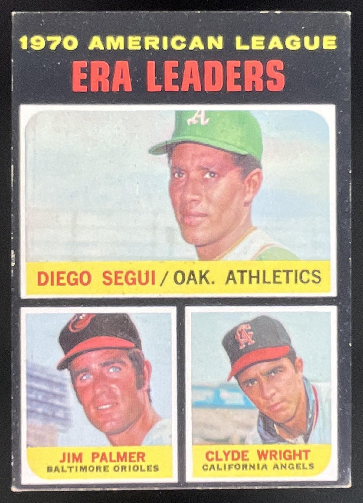 1971 Topps #67 American League ERA Leaders Diego Segui Jim Palmer Clyde Wright product image 1, provided for visual