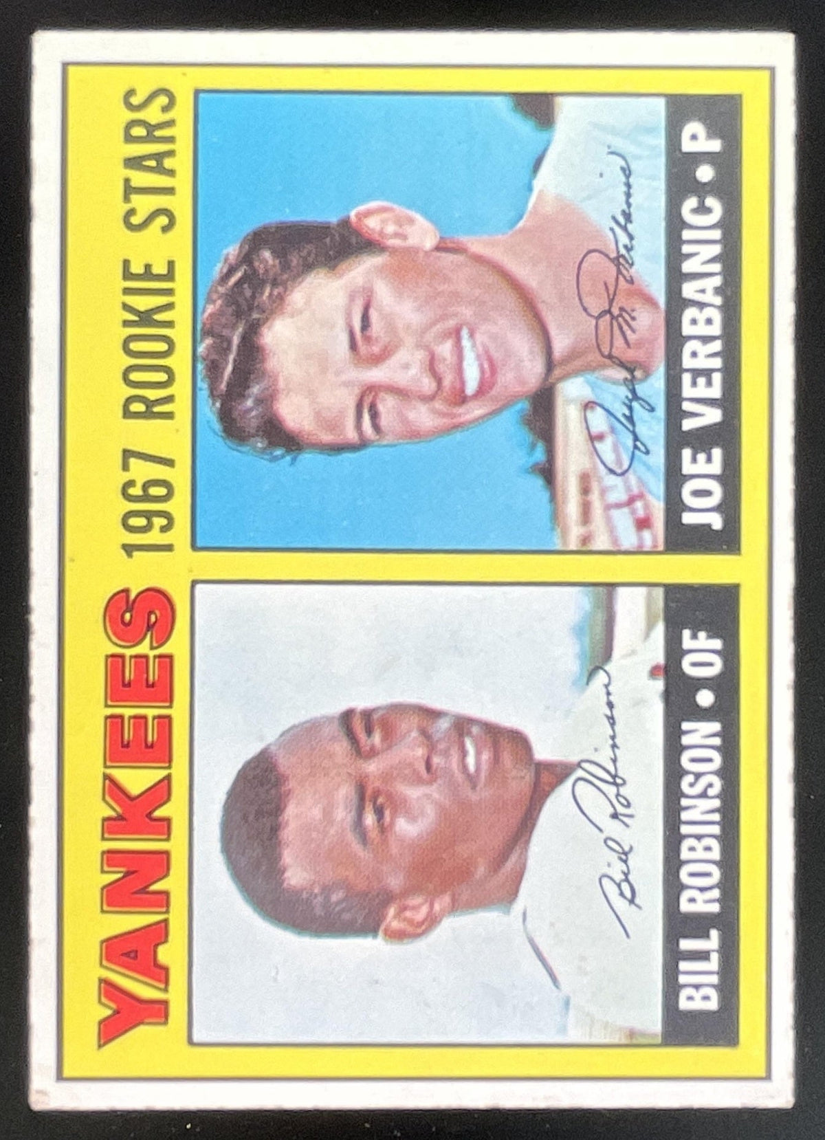 1967 Topps #442 Yankees 1967 Rookie Stars Bill Robinson Joe Verbanic RS, RC product image 1, provided for visual reference