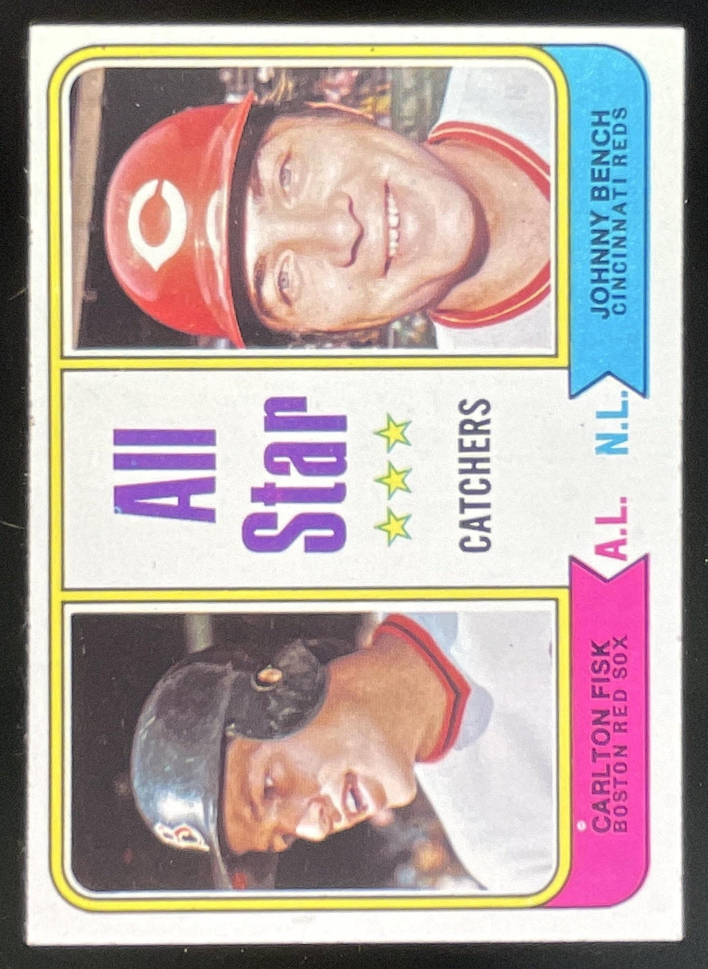 1974 Topps #331 All-Star Catchers Carlton Fisk Johnny Bench product image 1, provided for visual reference and product