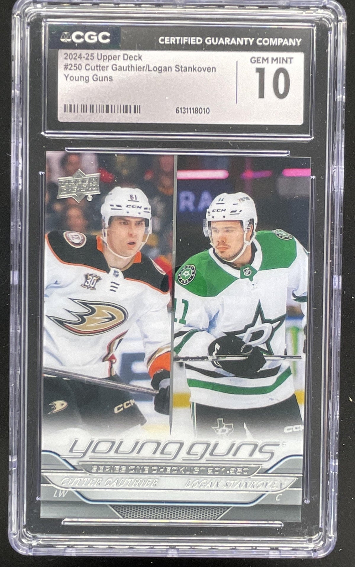 2024-25 Upper Deck #250 Cutter Gauthier Logan Stankoven Young Guns CGC 10 product image 1, provided for visual reference and