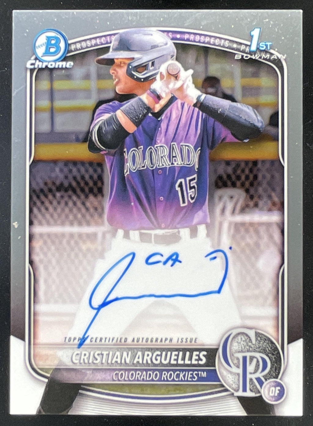 2025 Bowman Chrome Prospect Autograph #CPA-CAR Cristian Arguelles RC Auto product image 1, provided for visual reference and
