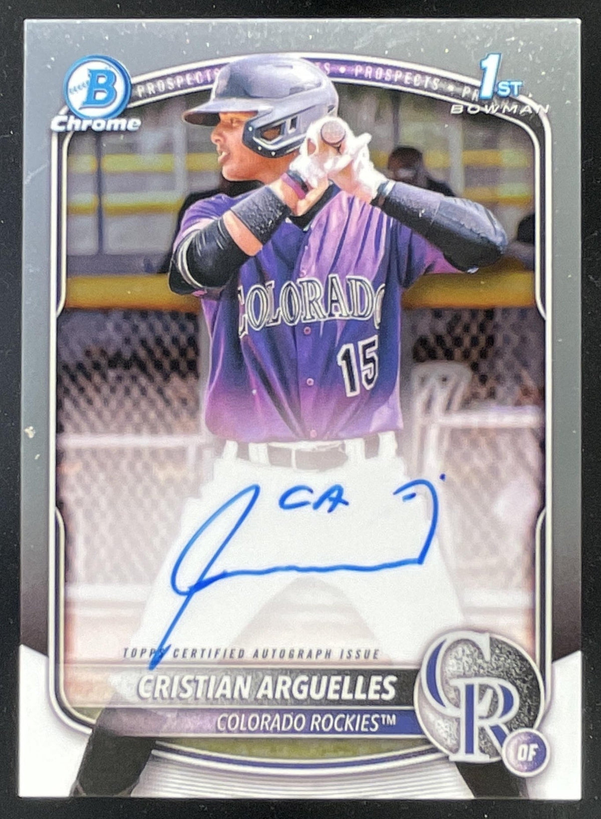 2025 Bowman Chrome Prospect Autograph #CPA-CAR Cristian Arguelles RC Auto product image 1, provided for visual reference and