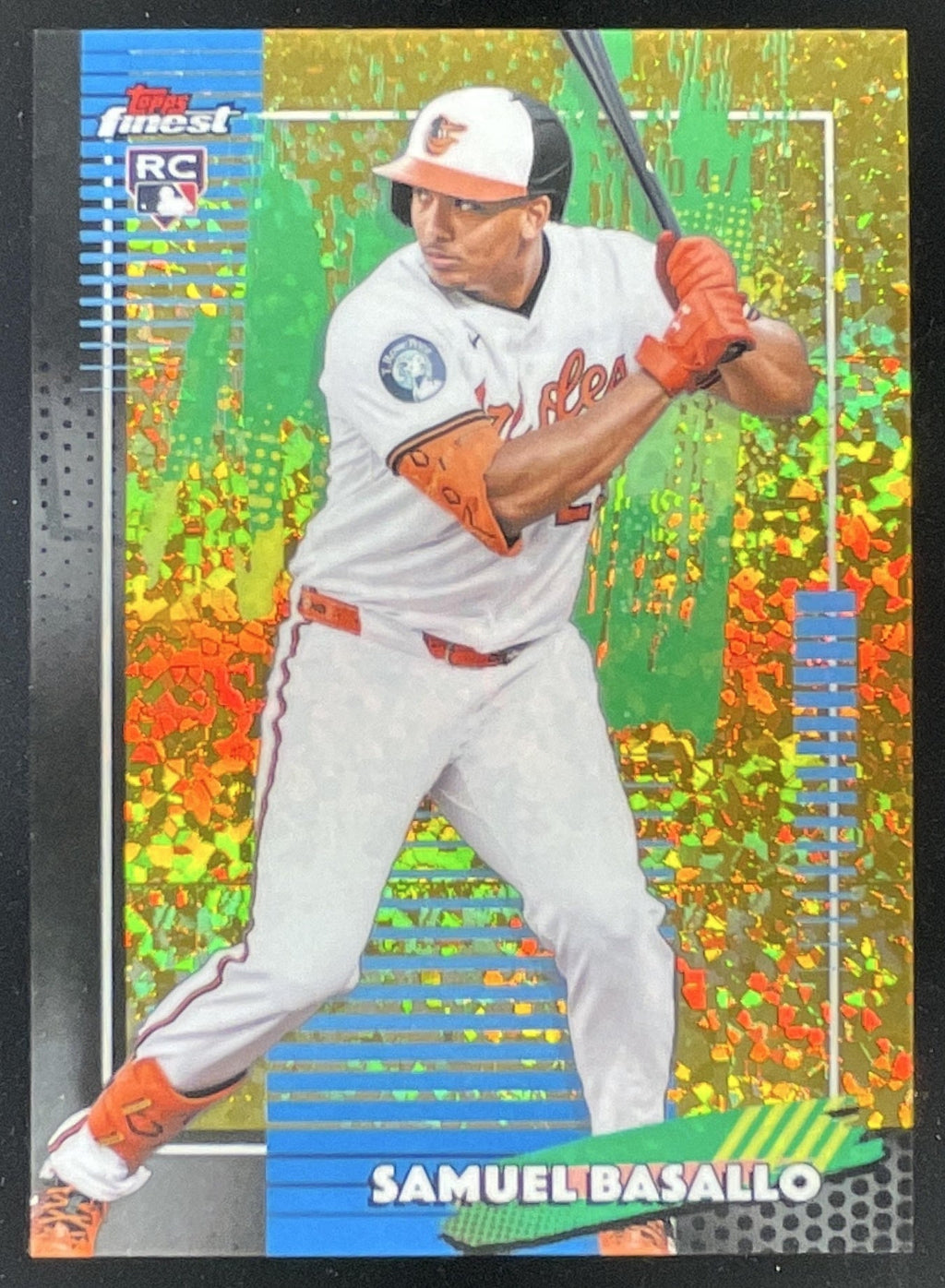 2026 Topps Finest Gold Mini Diamonds Speckle Refractor #16 Samuel Basallo RC /50 product image 1, provided for visual