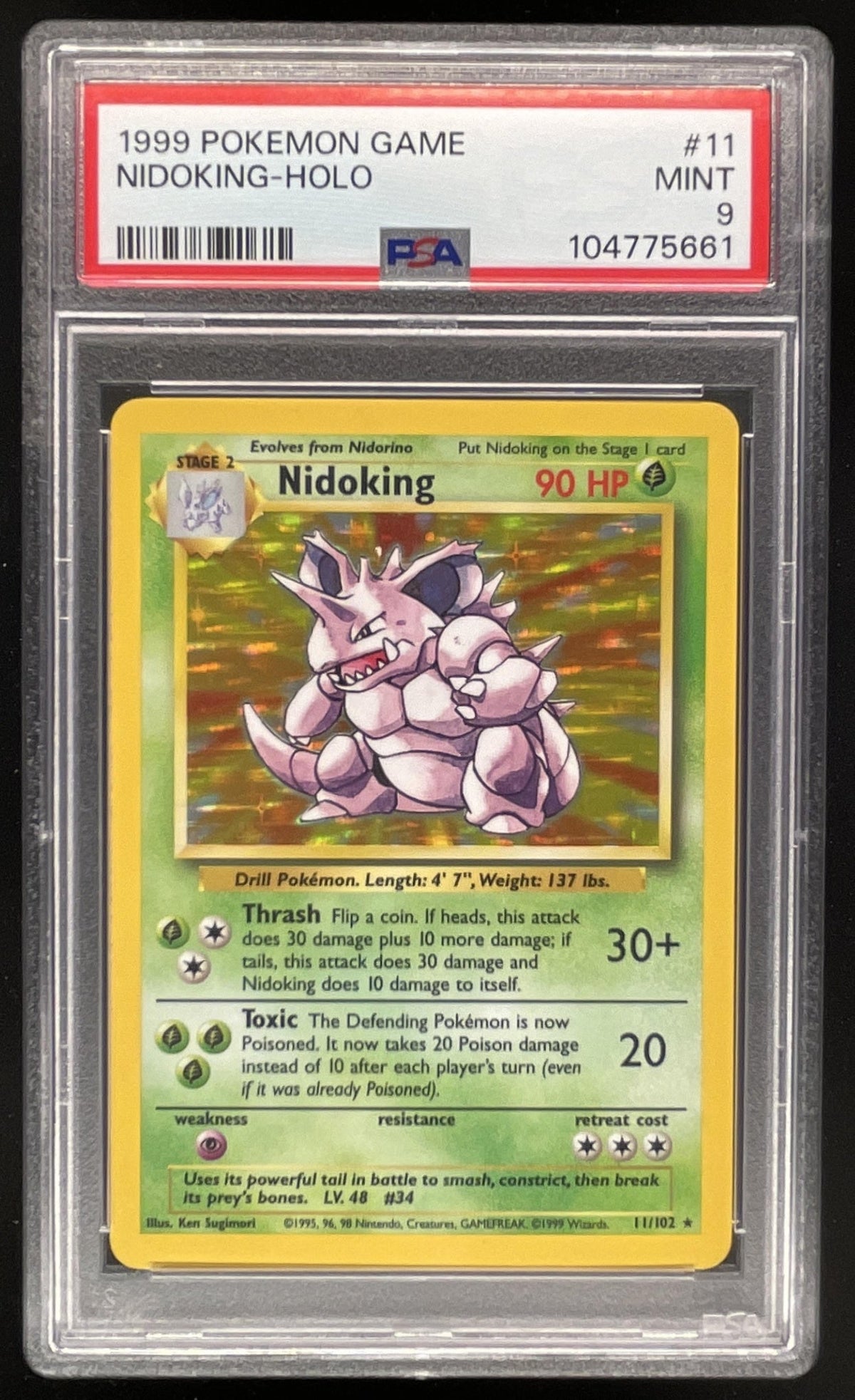 1999 Pokemon Unlimited Set #11/102 Nidoking Rare Holo PSA 9 product image 1, provided for visual reference and product