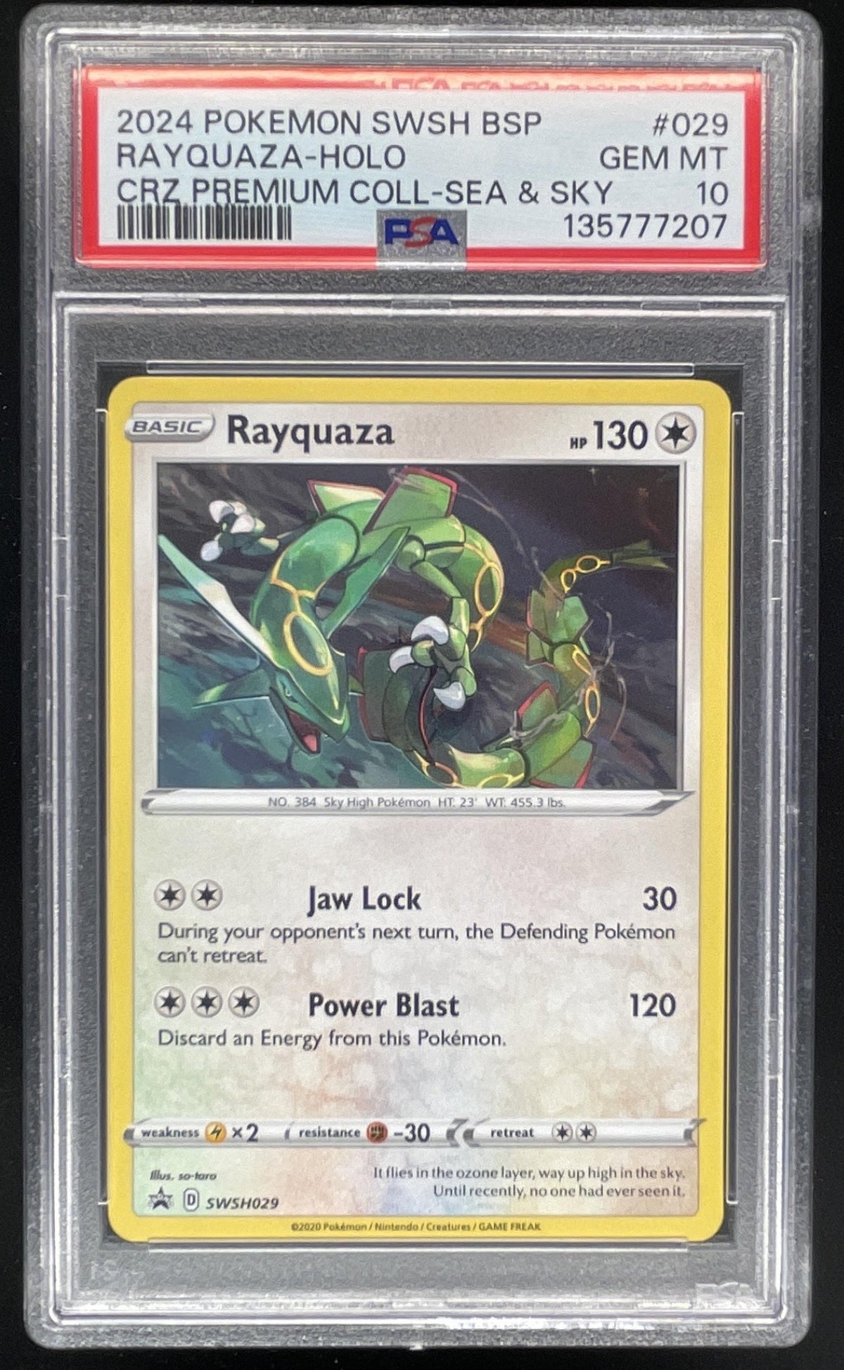 2024 Pokemon Sword & Shield Black Star Promos #SWSH029 Rayquaza PSA 10 product image 1, provided for visual reference and