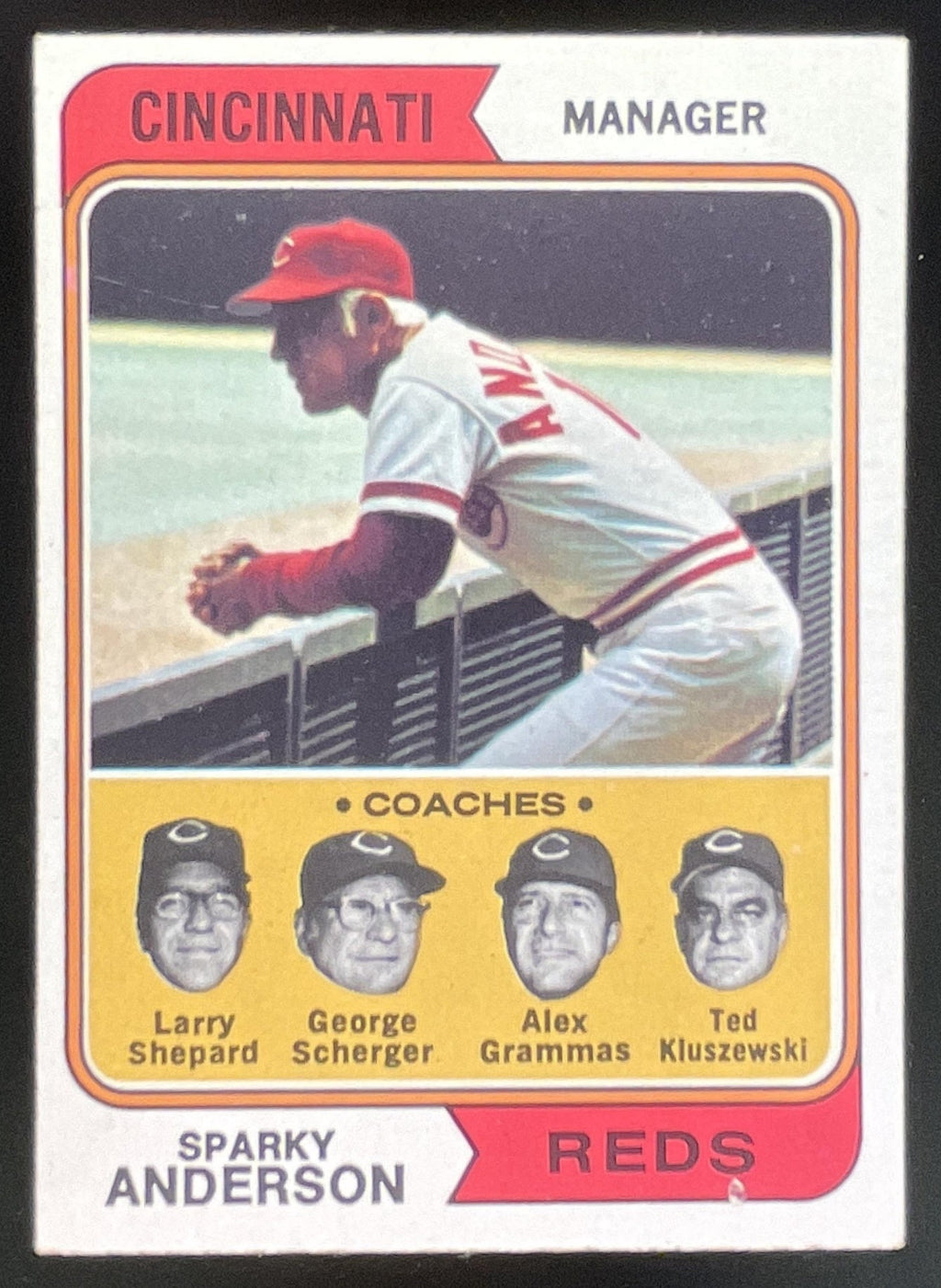 1974 Topps #326 Sparky Anderson Larry Shepard George Scherger Ted Alex Grammas product image 1, provided for visual