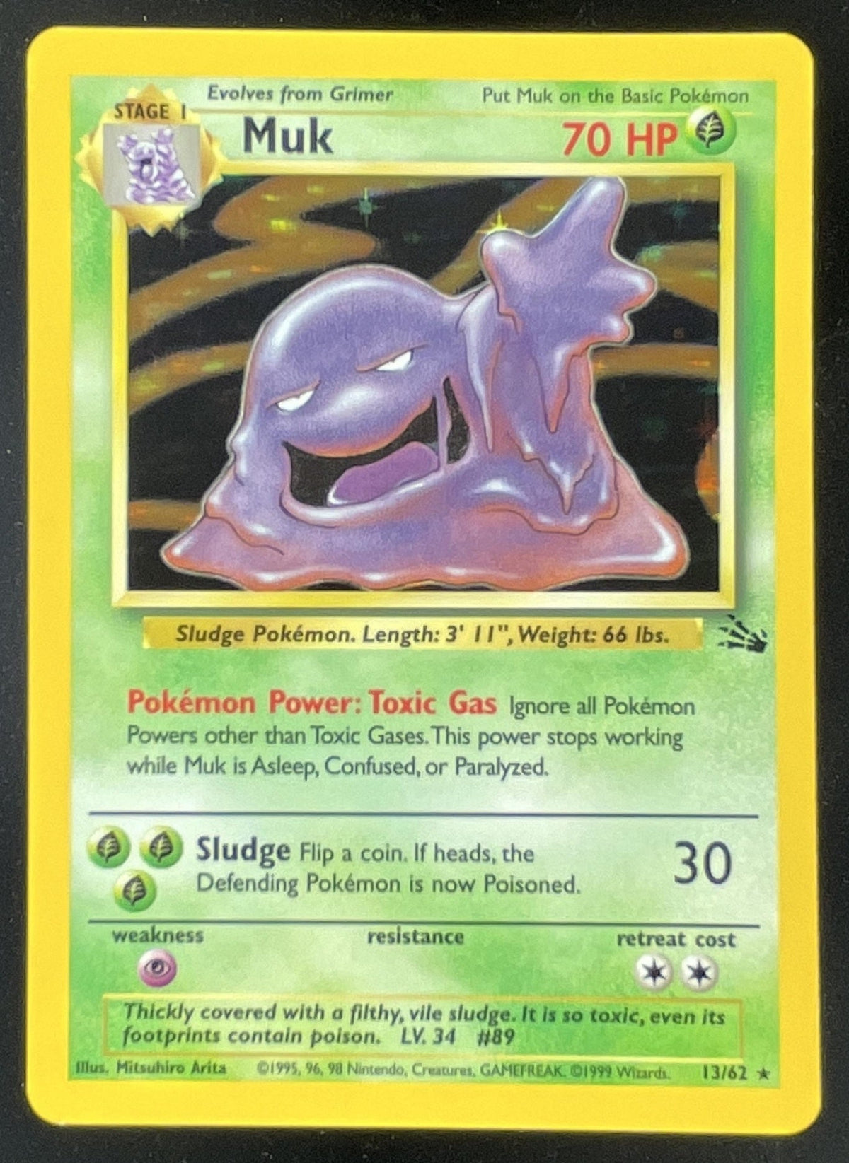 1999 Pokemon Fossil 1st Edition #13/62 Muk product image 1, provided for visual reference and product detail review